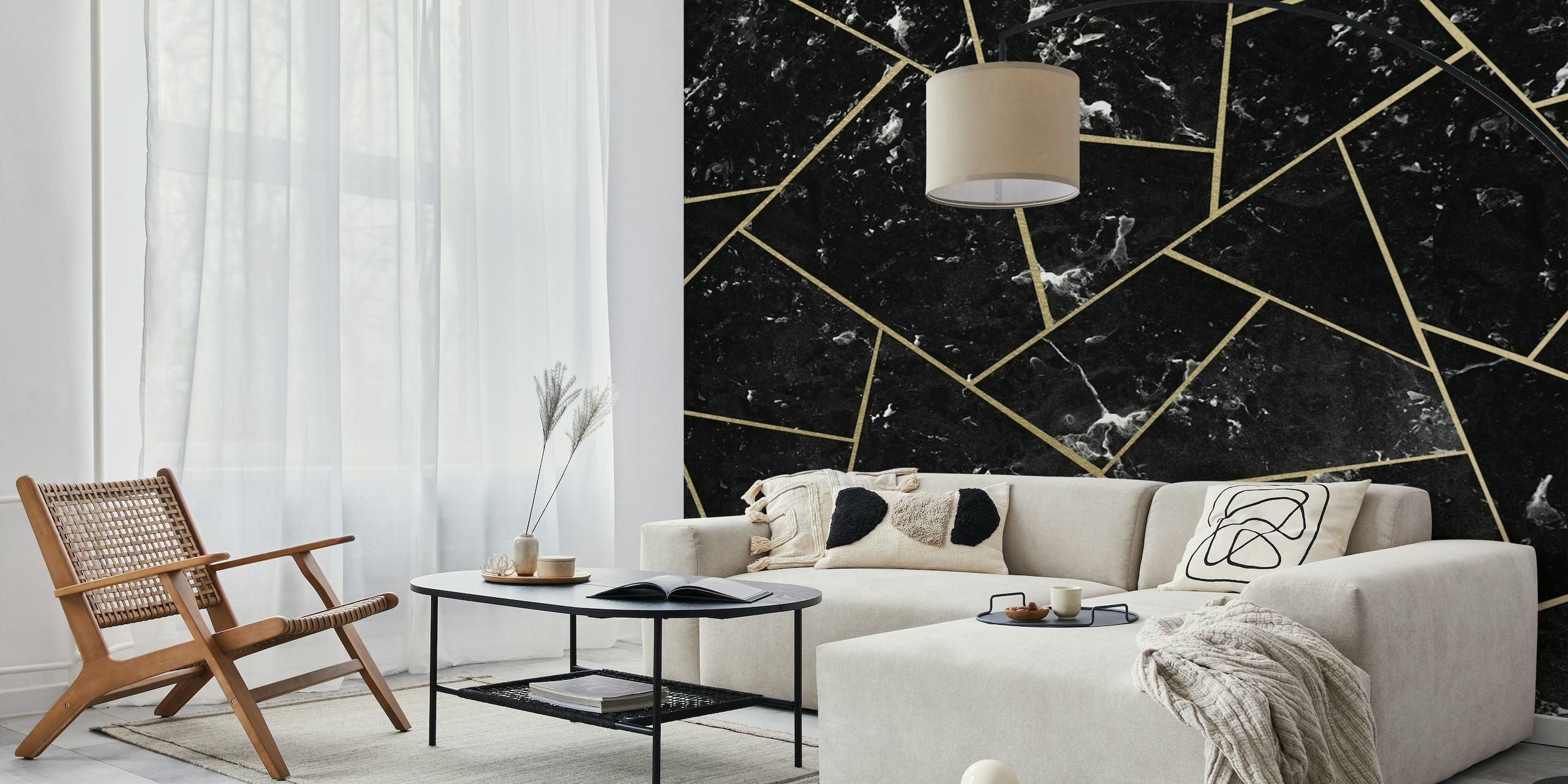 Black Marble Gold Geometric 1 wallpaper