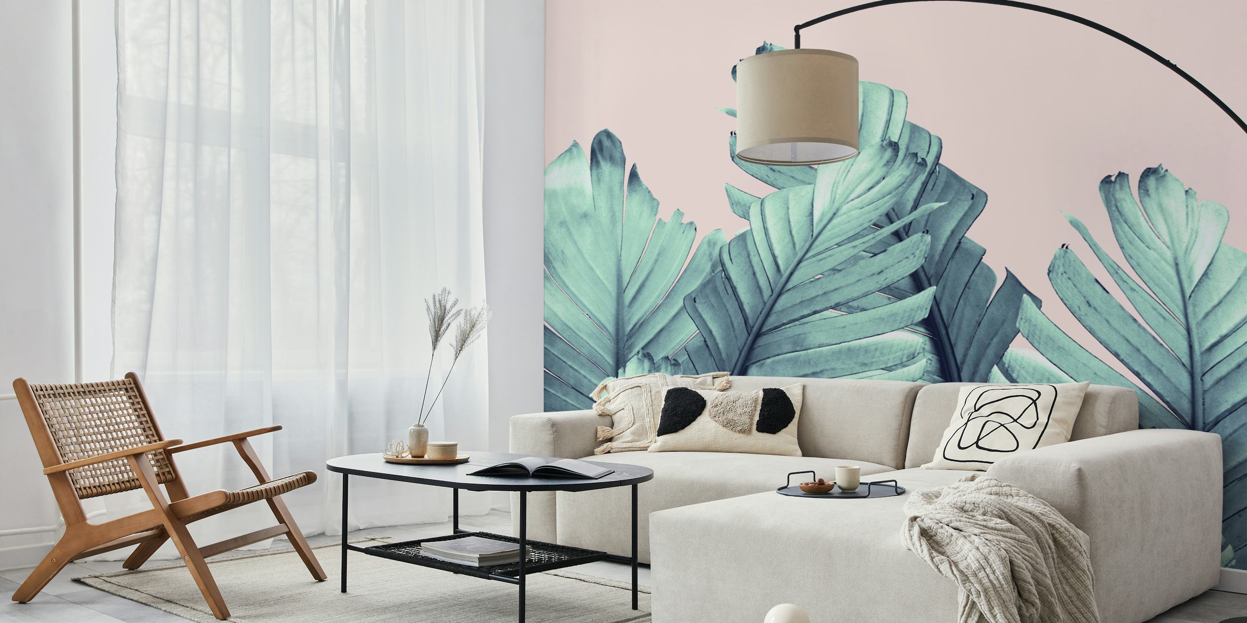 Blush Banana Leaves wallpaper in a room