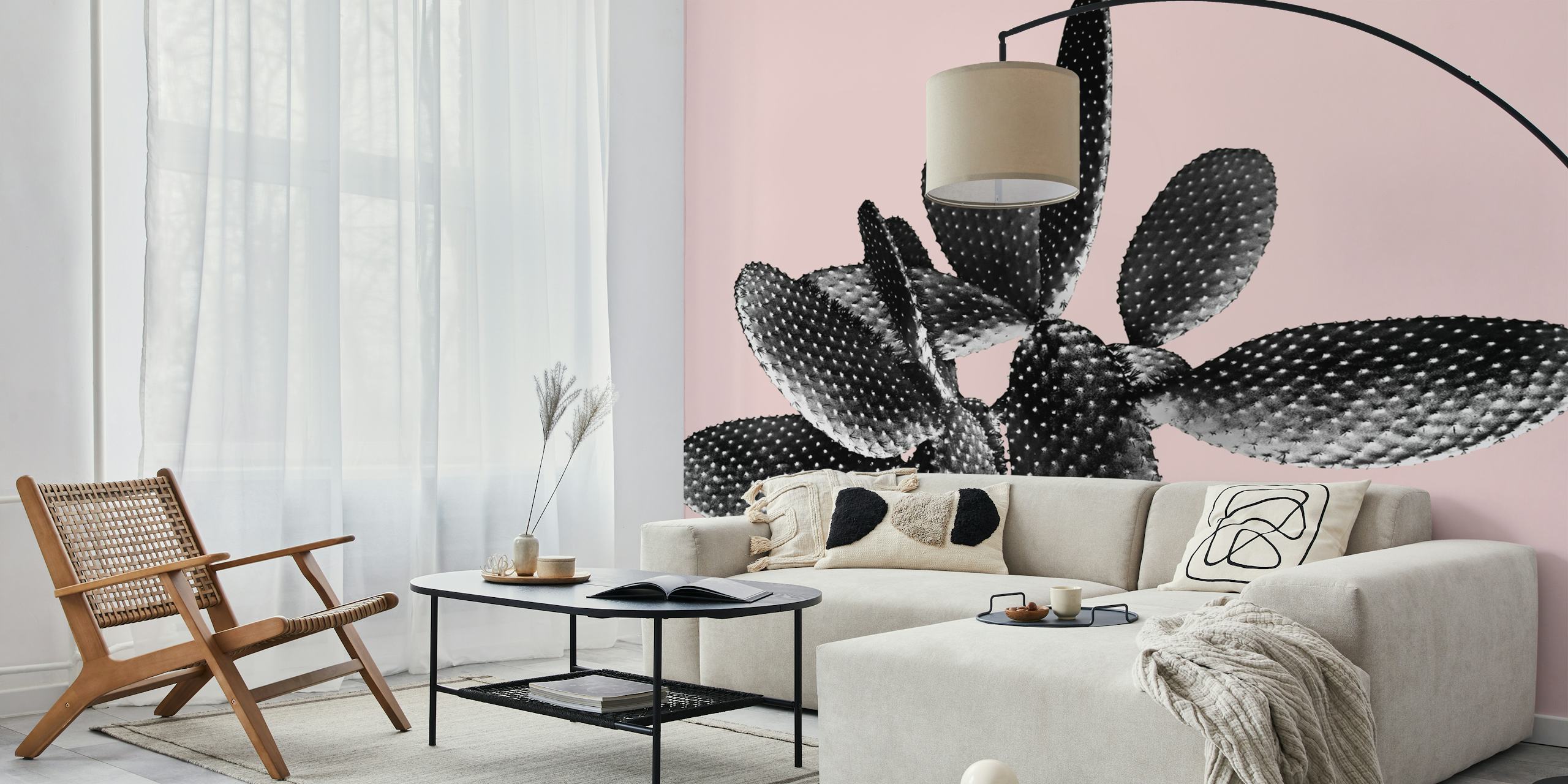 Black Blush Cactus tapet i et rum