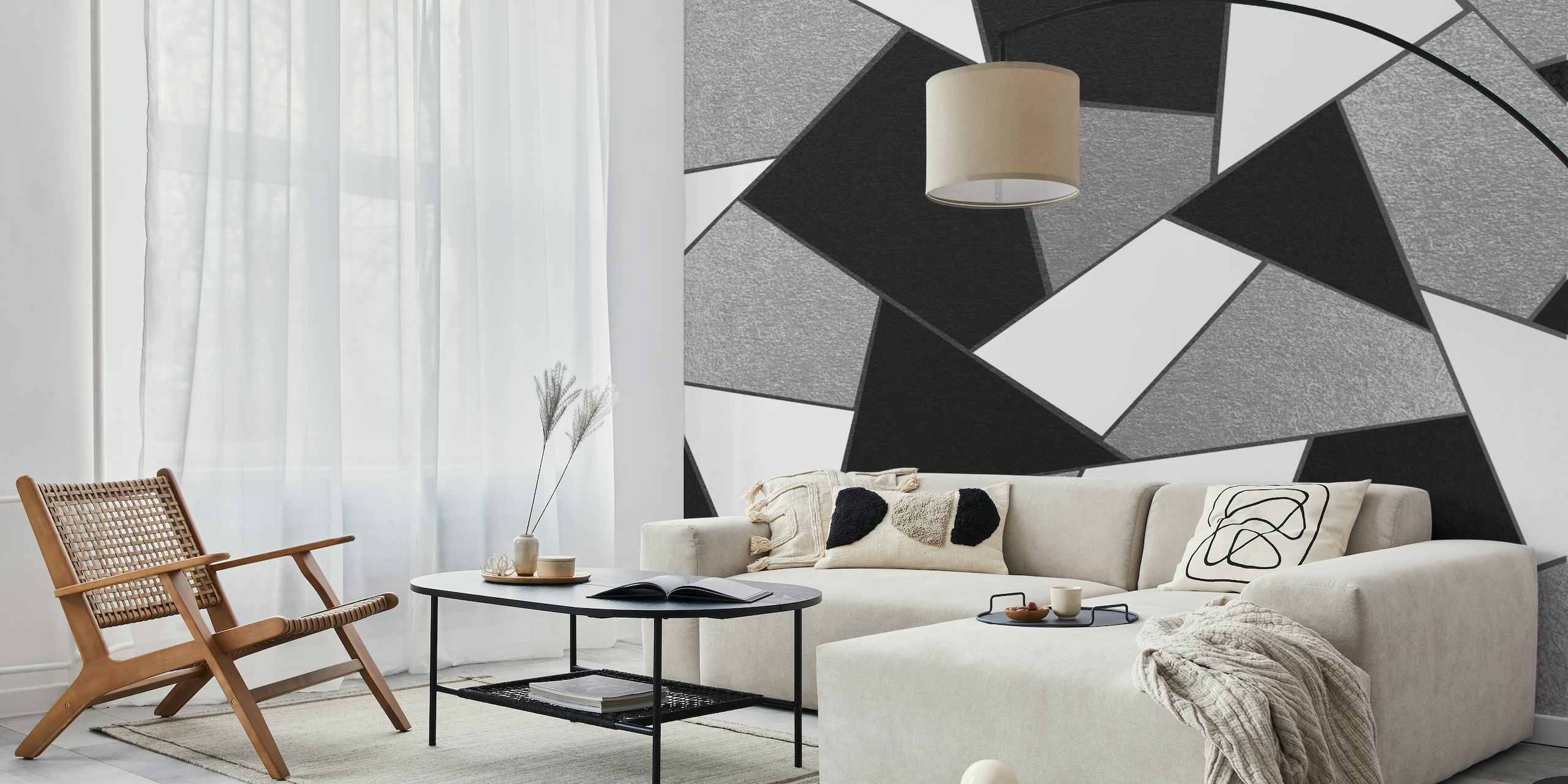 Silver Black White Geometric 1 wallpaper