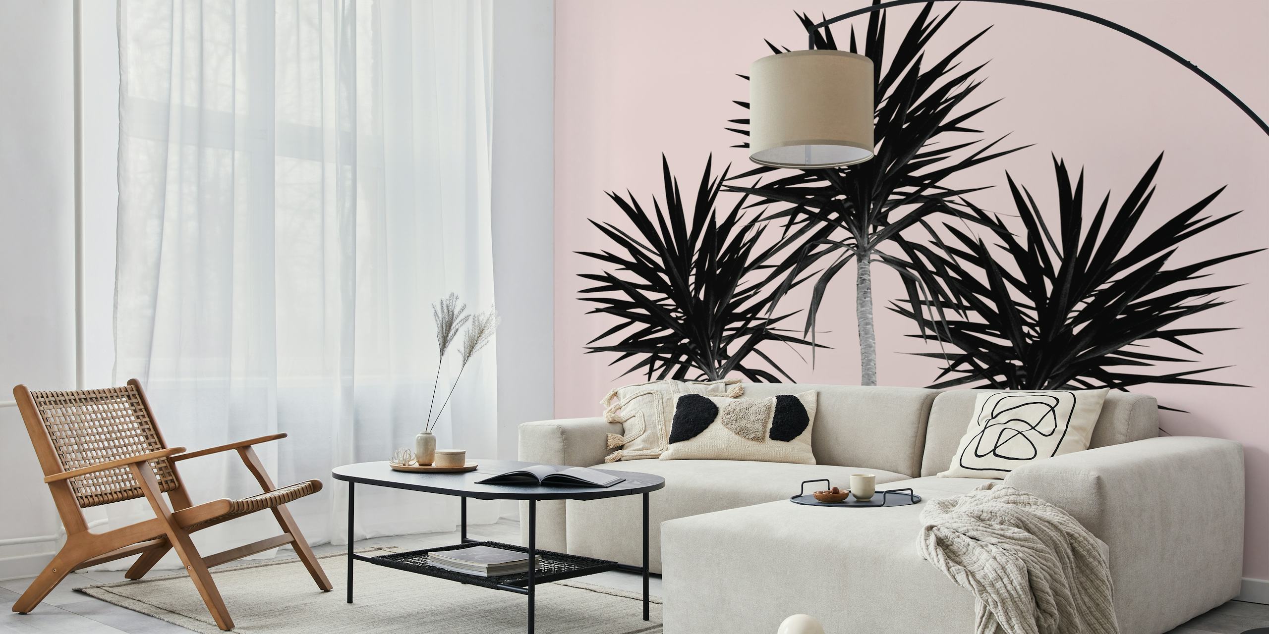 Palm trees wallpaper in a stylish room