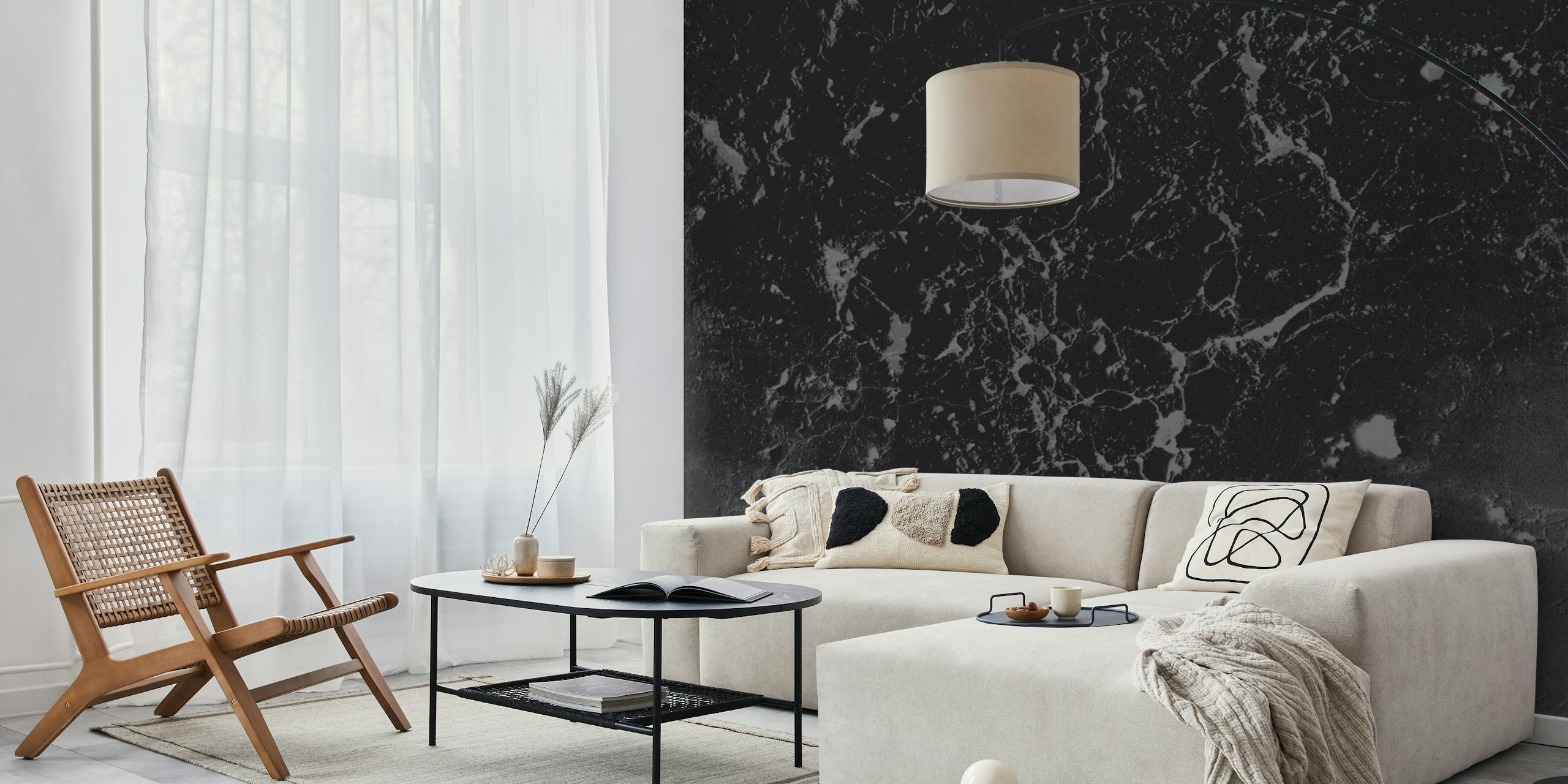 Carta da parati in marmo Gray e Black in una stanza