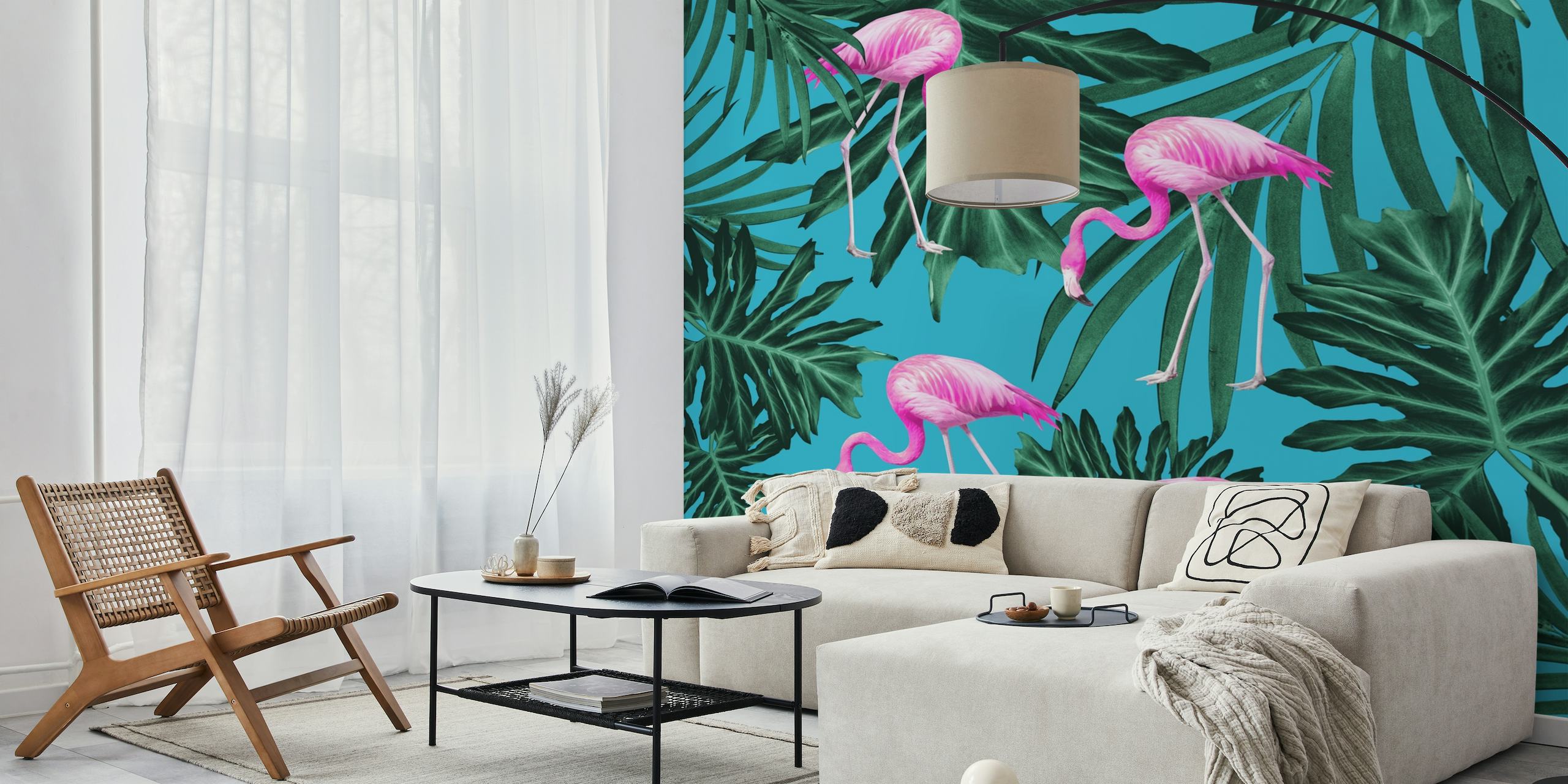 Summer Flamingo Jungle 2 wallpaper