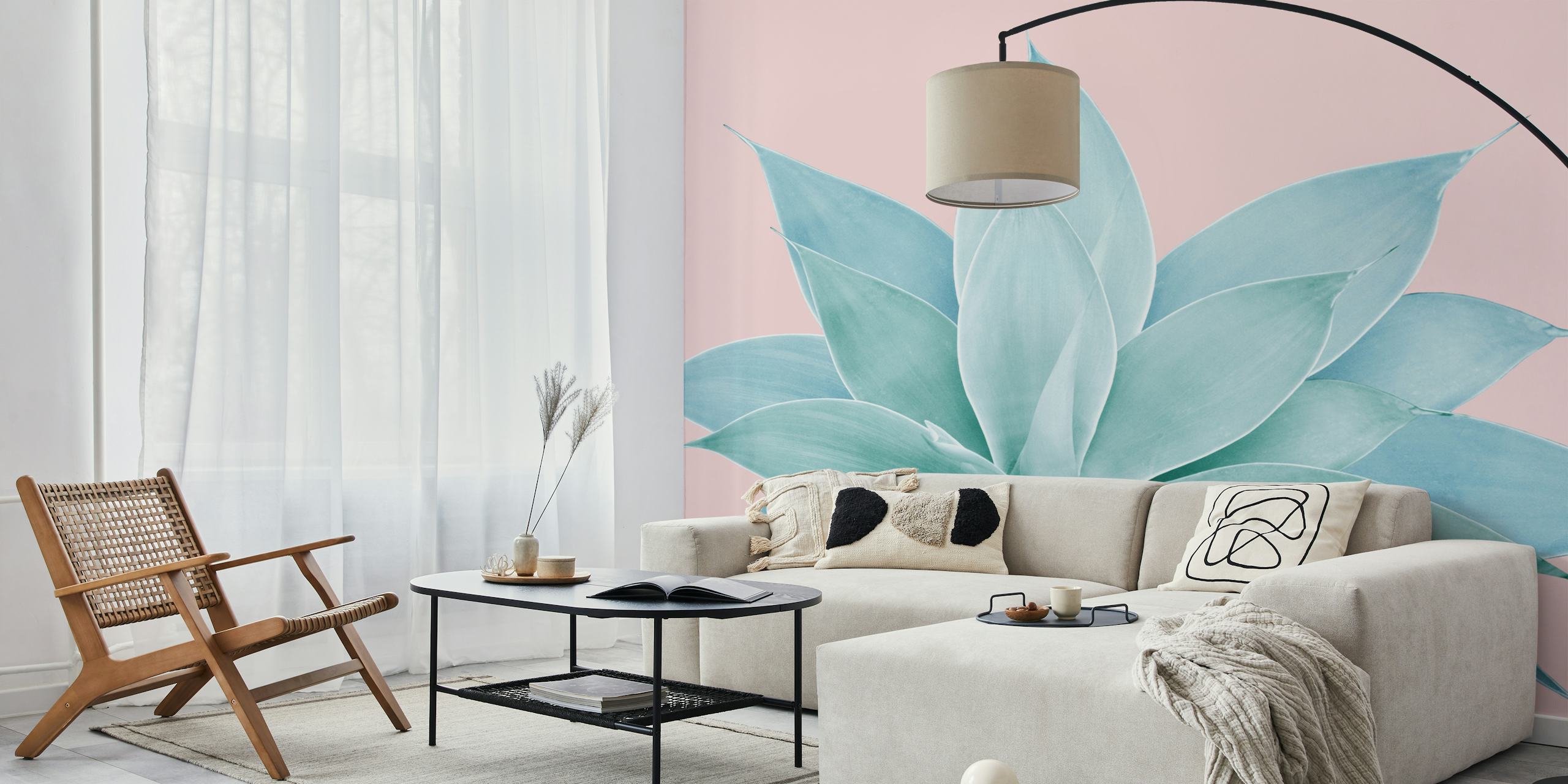 Tapeta Blush Agave 2 v pokojovém uspořádání
