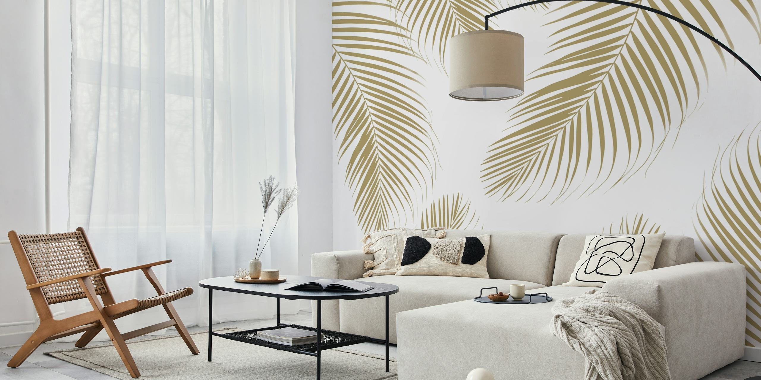 Palm Leaves Gold Cali Vibes 3 design de papier peint
