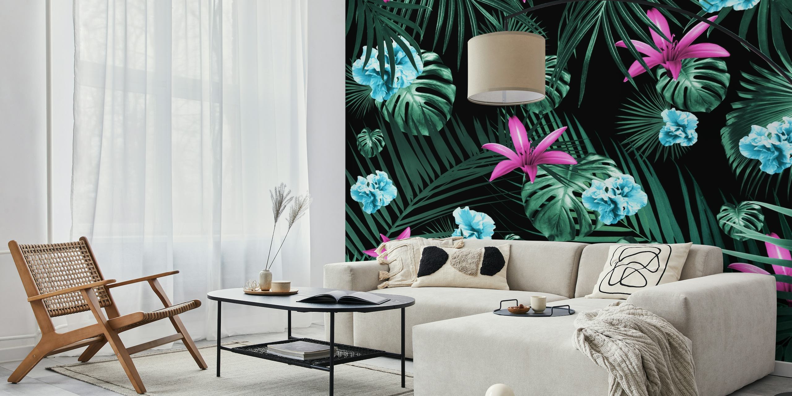 Tropical Flowers Leaves 2 wallpaper