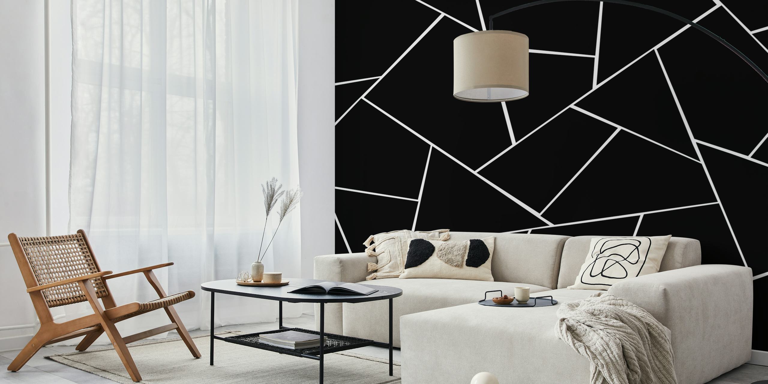 Black and white geometric pattern wallpaper