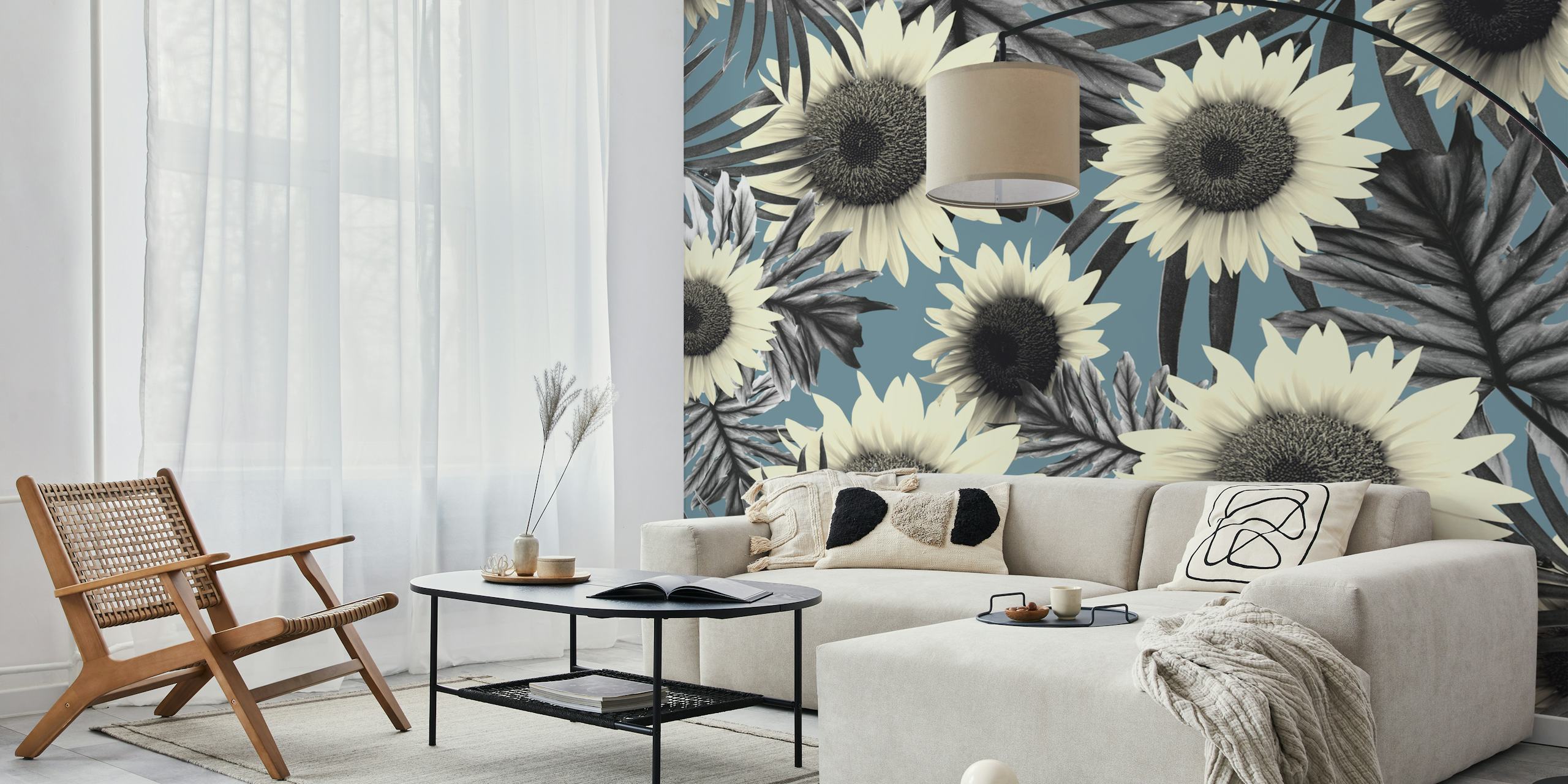 Tropical Sunflower Jungle tapet i et rum