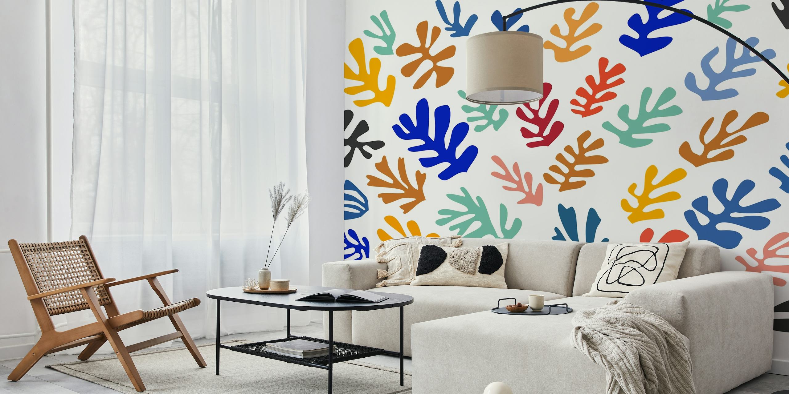 Matisse-inspired wallpaper displaying a medley of vibrant colors and dynamic design