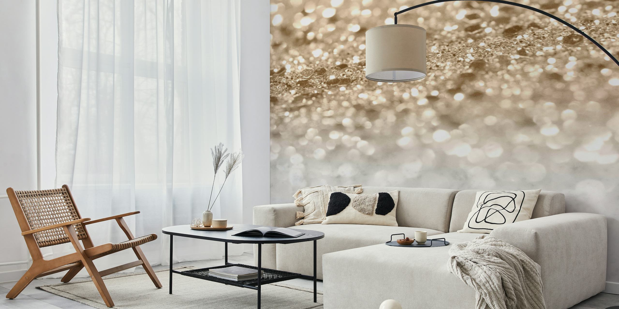 Luxe gemarmerd fotobehang met glinsterende details voor een elegant interieur