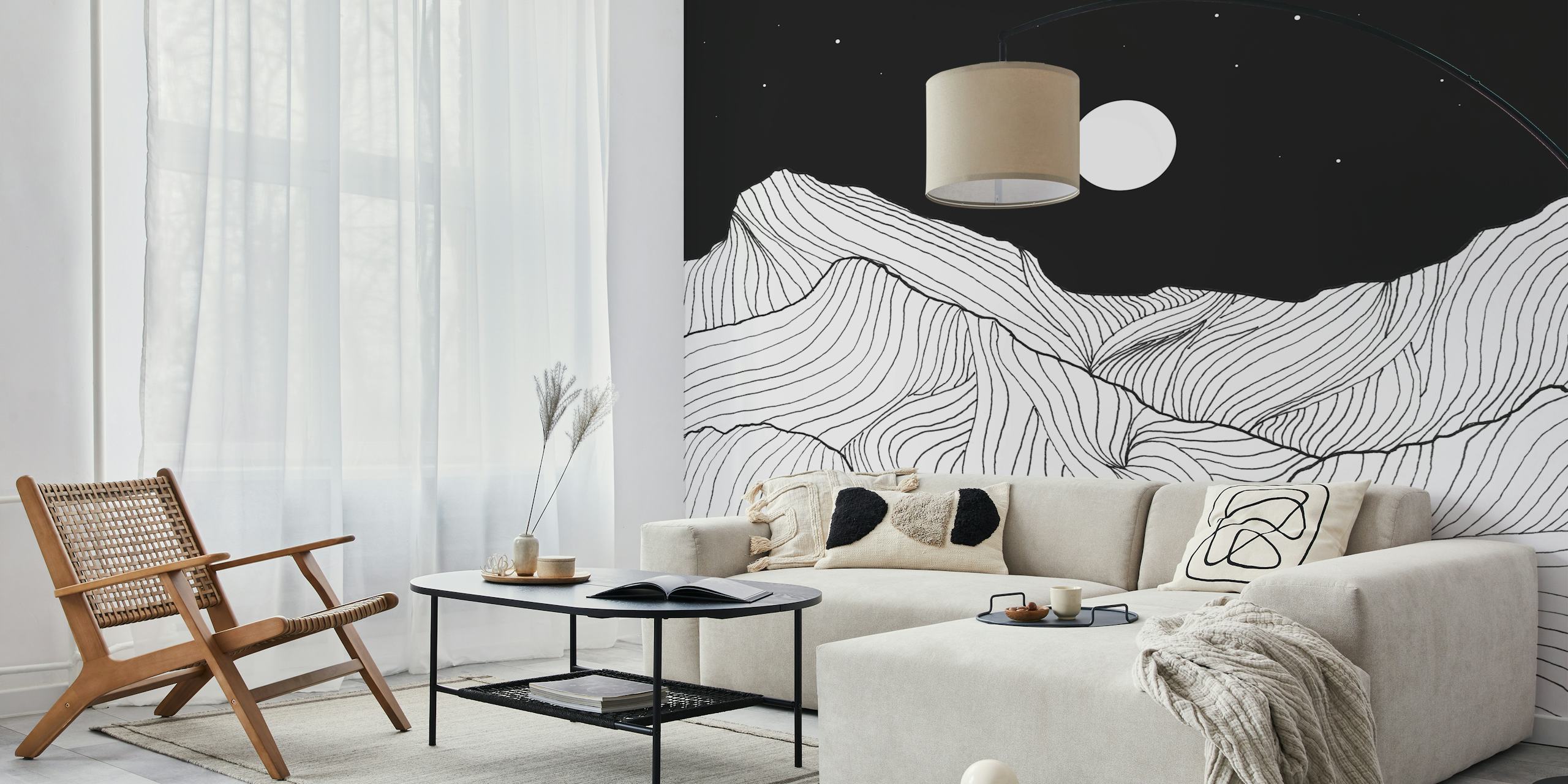 Lines in the mountains II wallpaper in a room