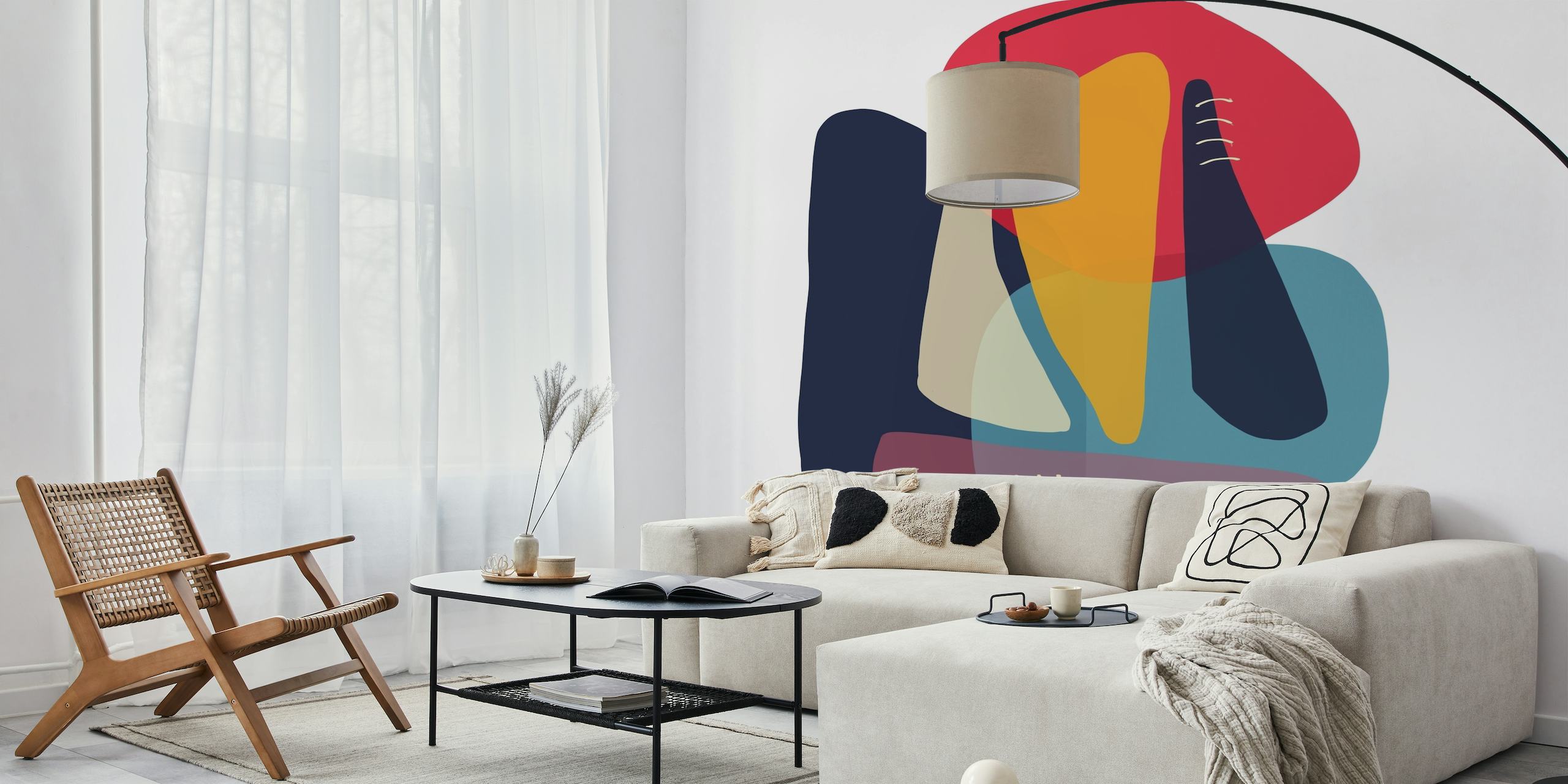 Abstract geometric shapes wall mural in modern colors