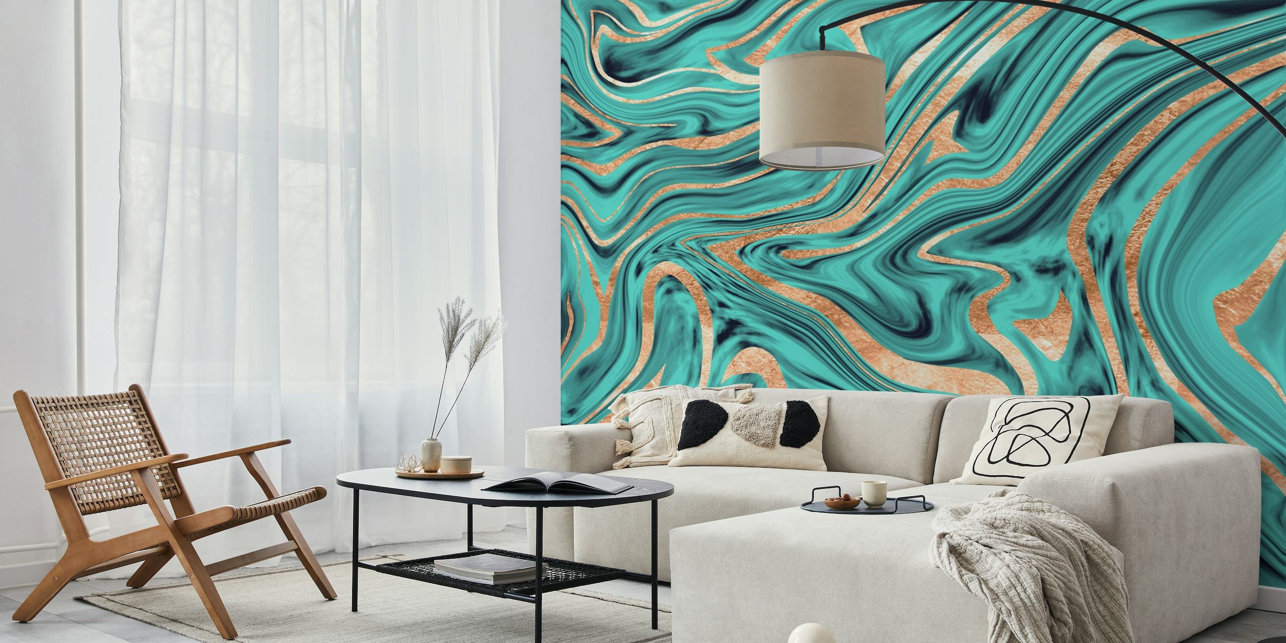Turquoise Rose Gold Marble 1 wallpaper