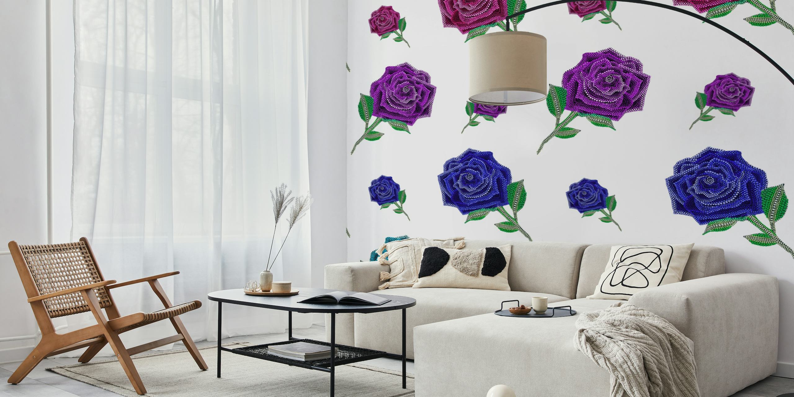 Rainbow Rose Repeat wallpaper