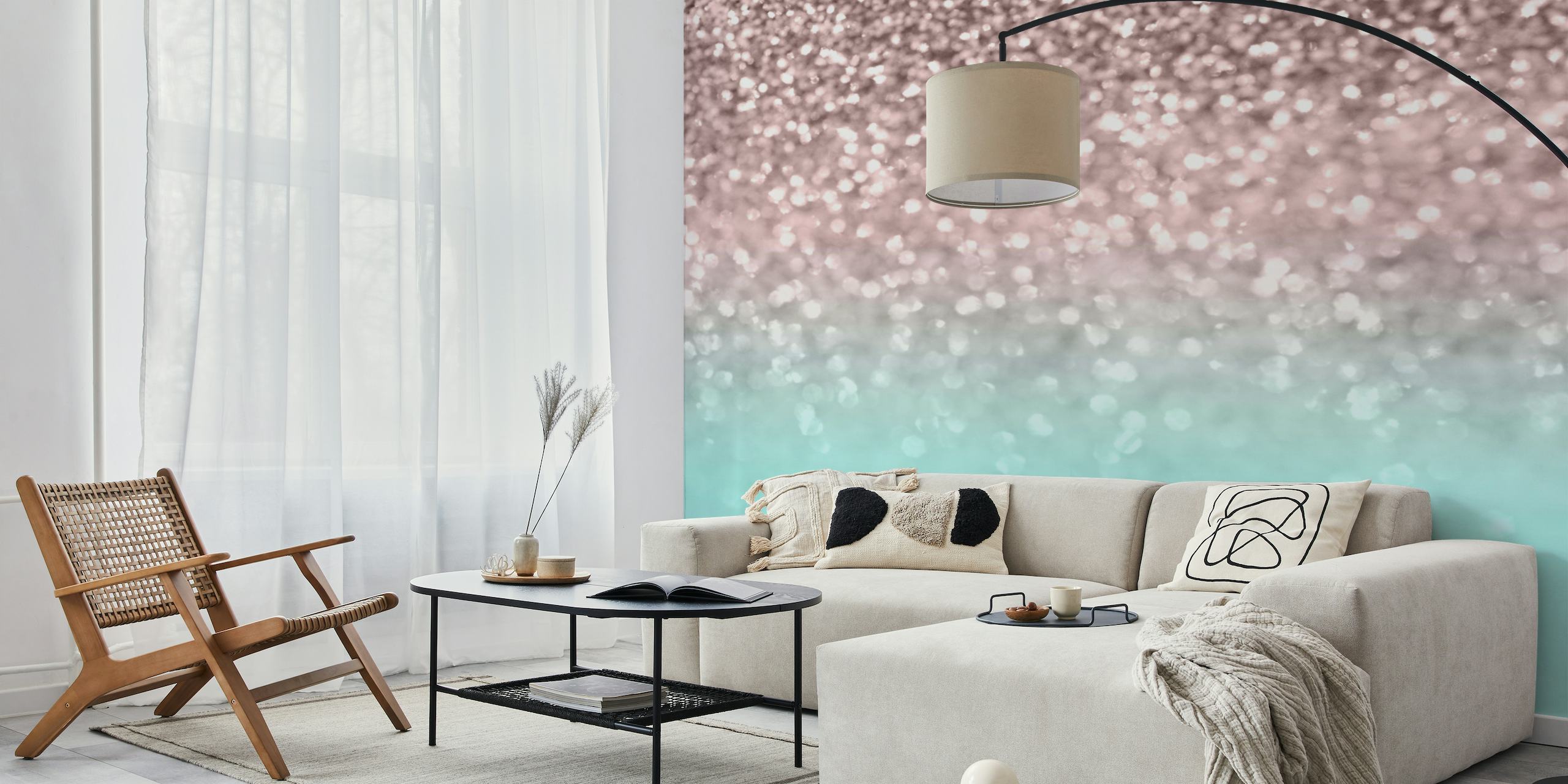 Rose Gold Aqua Glitter 1 wallpaper