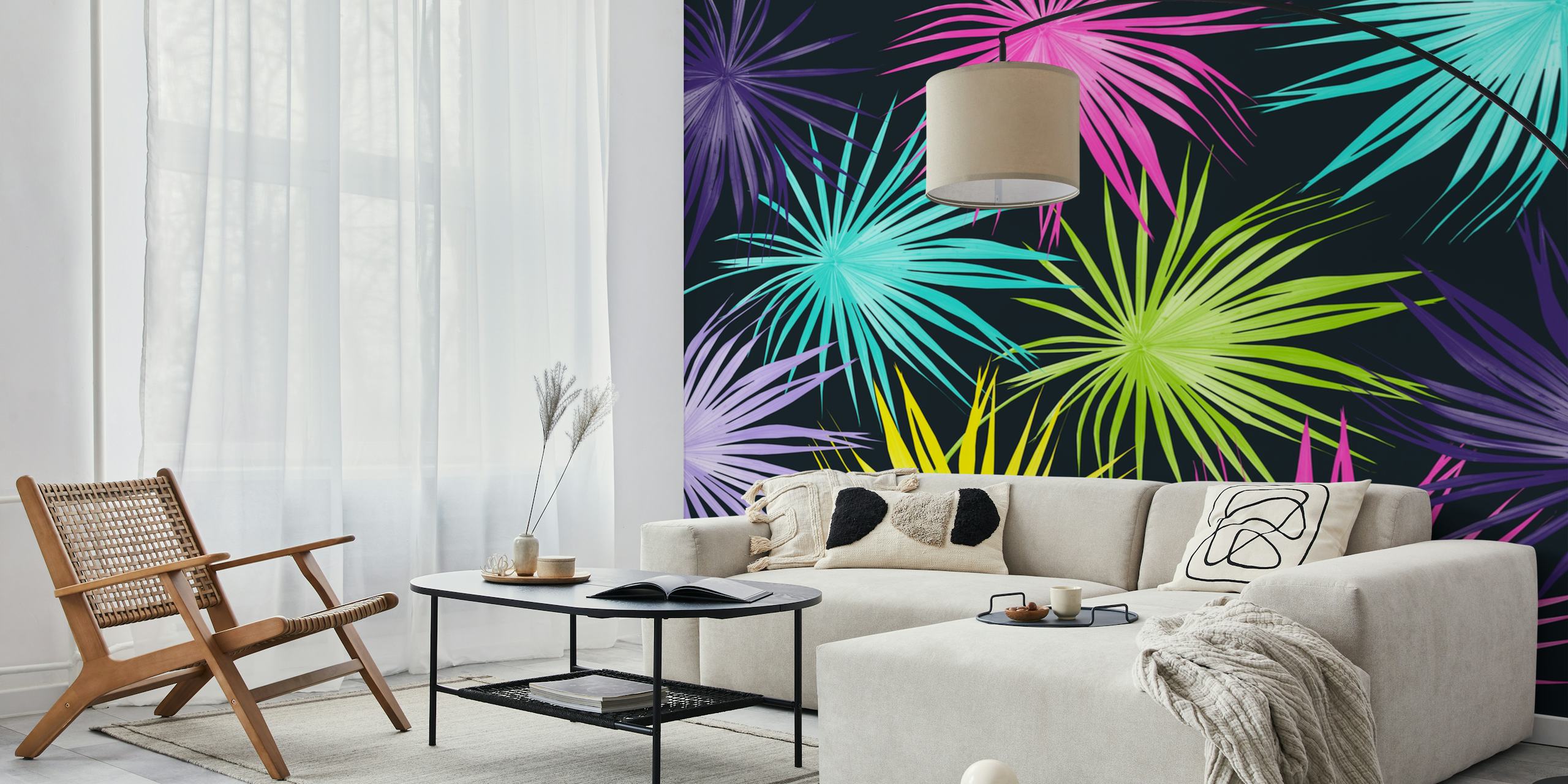 Barevný design tapety Dushi Fan Palm