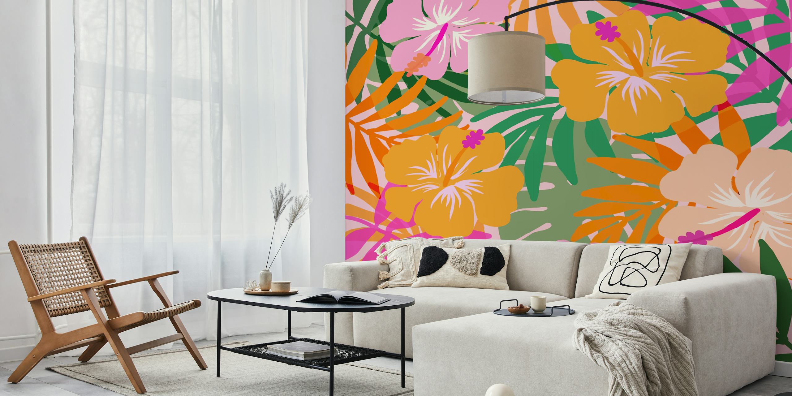 Design tapety Tropical Bloom v místnosti