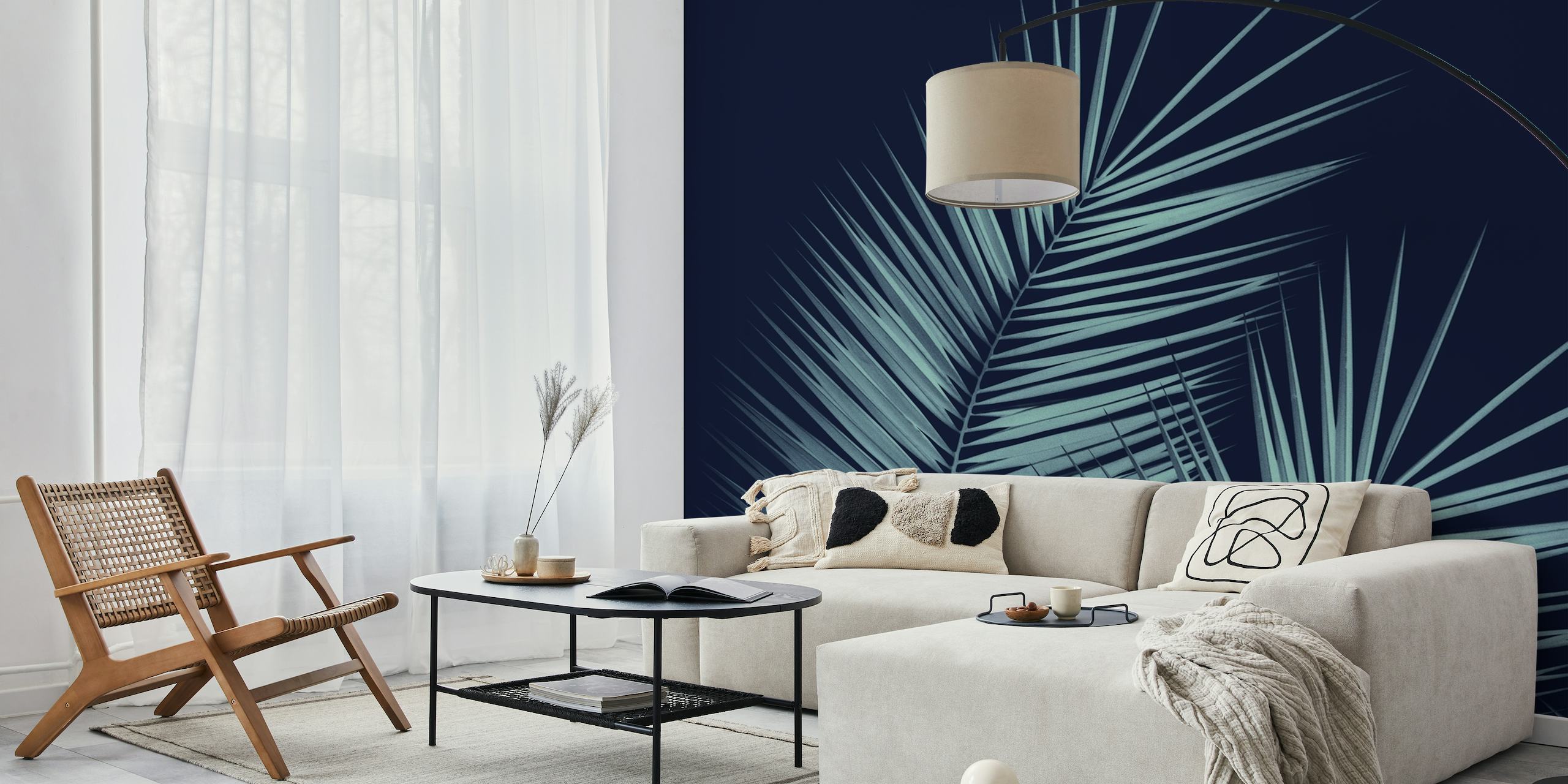 Blue Palm Leaves Cali Vibes 1 wallpaper