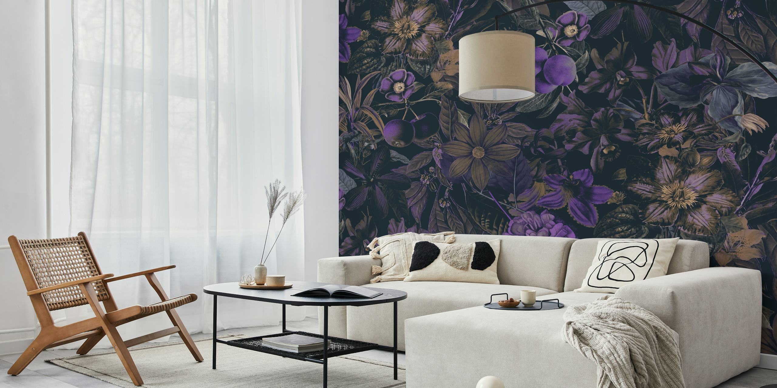 Purple Flower Jungle wallpaper design