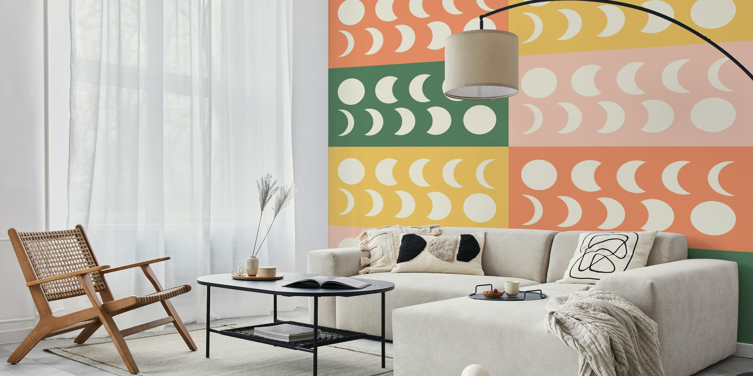 Moon Phases Colorblock behang