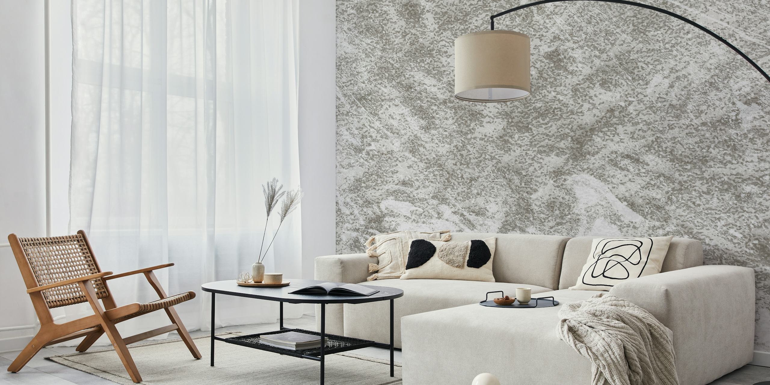 Textured grey wallpaper with gradient patterns.