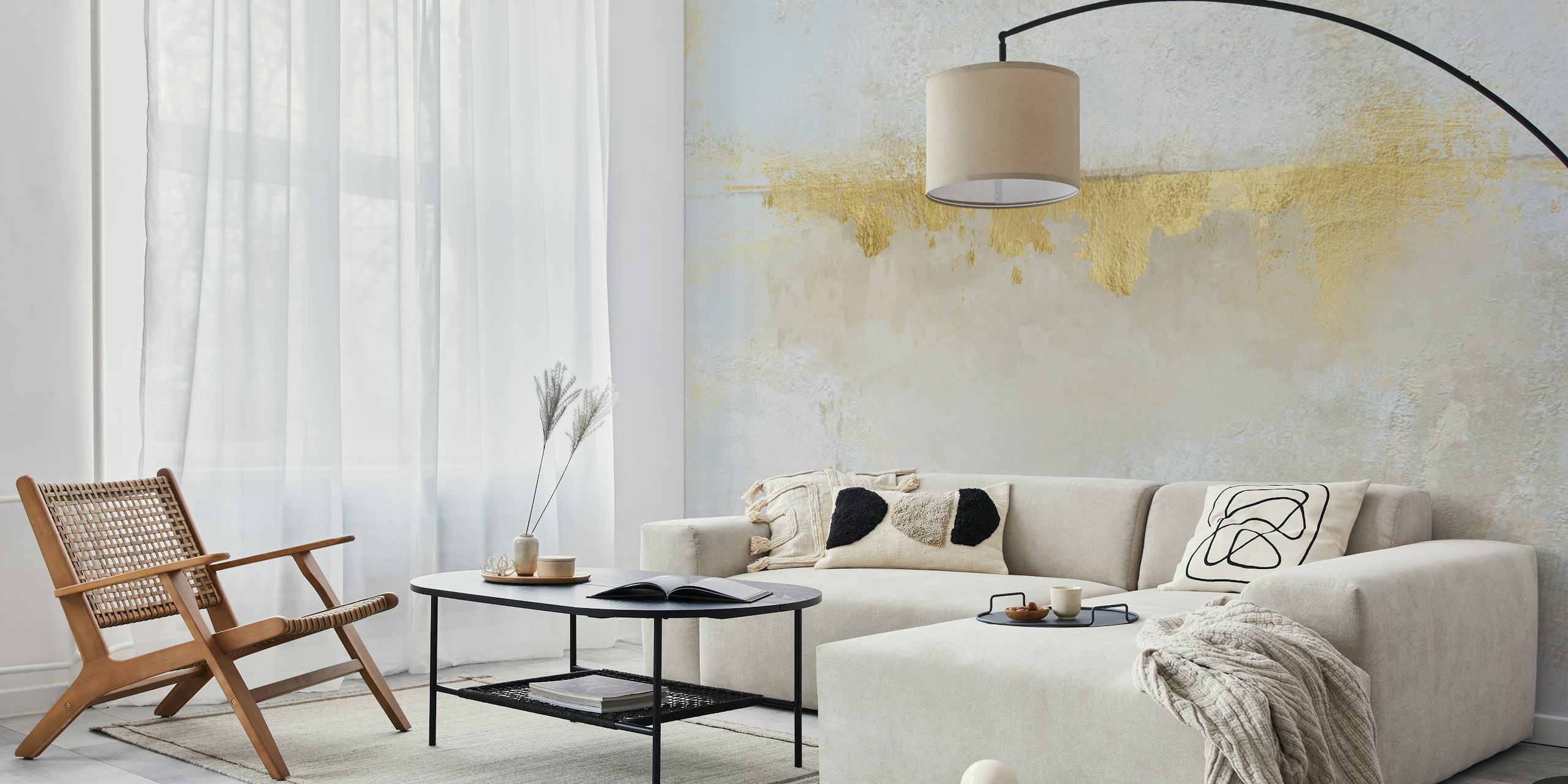 Abstract wallpaper featuring gold and blue hues in an elegant design