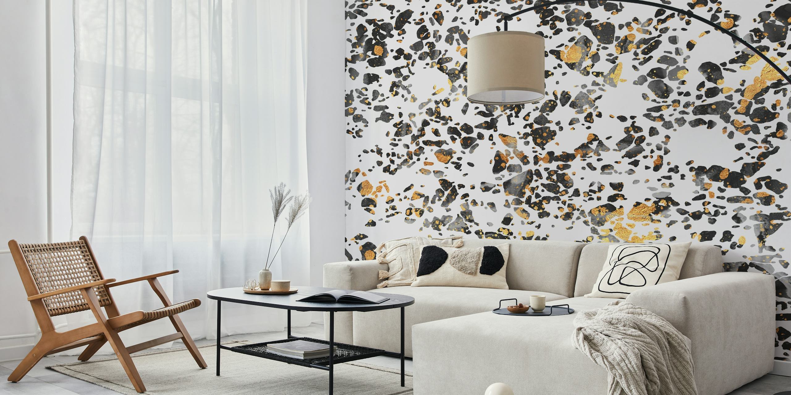 Gold Speckled Terrazzo tapet i et rom