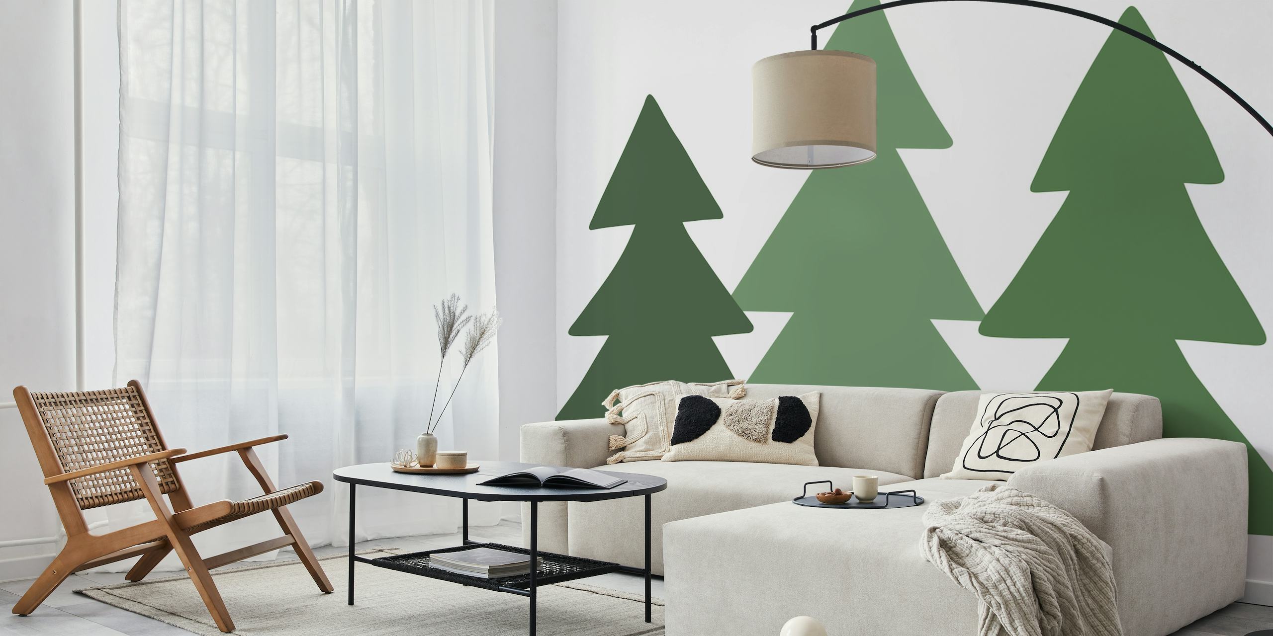 Fototapeta stylizované zelené stromy pro výzdobu interiéru
