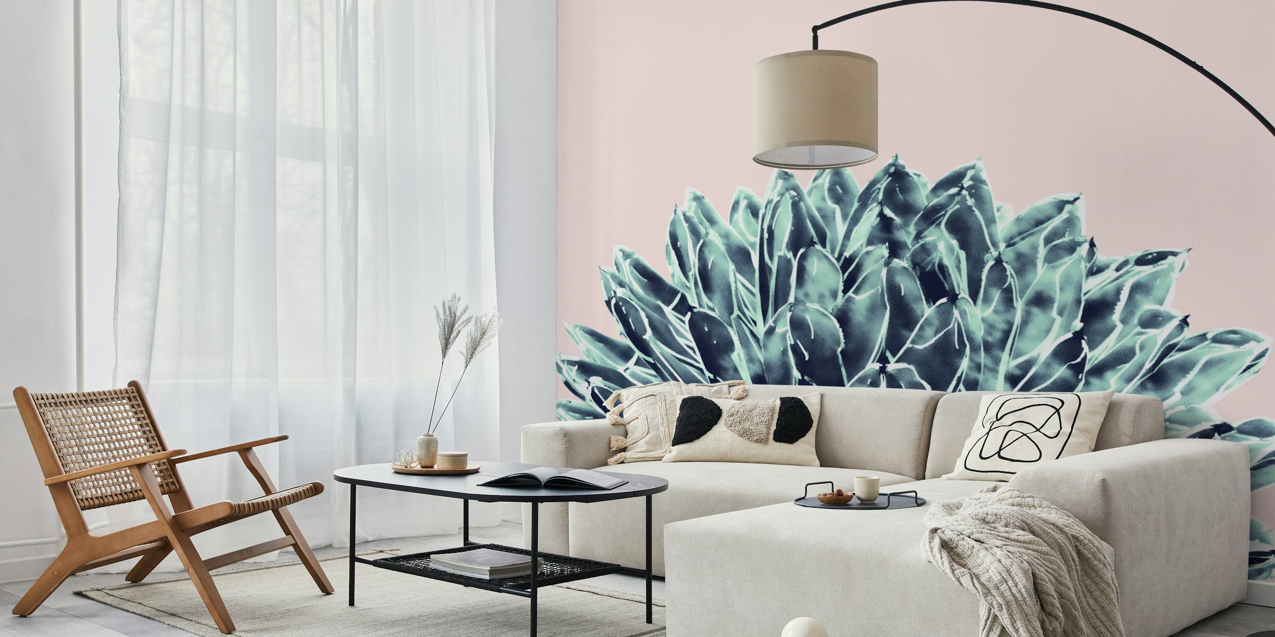Ταπετσαρία Blush Navy Blue Agave Chic 1 σε ένα δωμάτιο