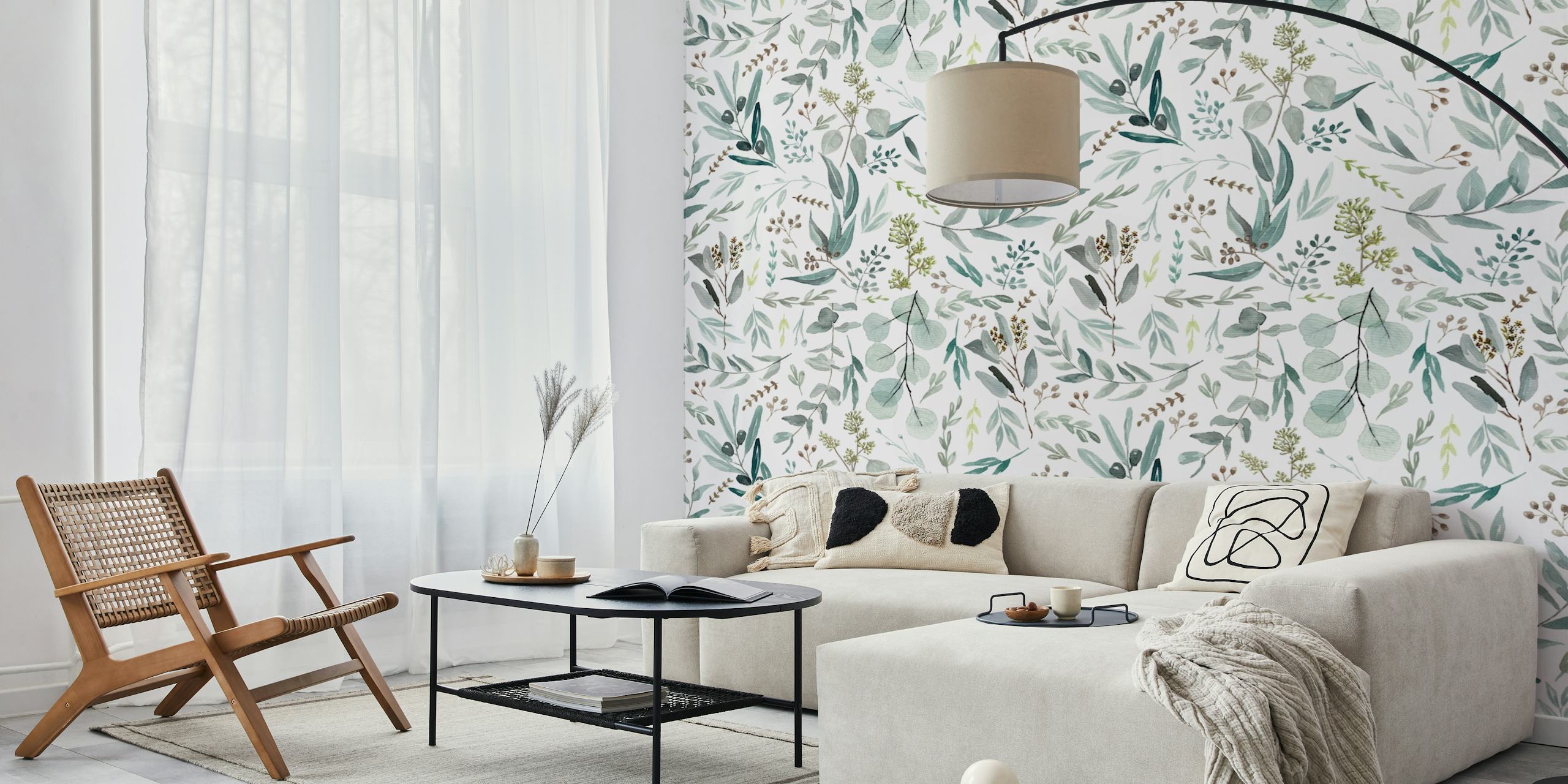 Little Eucalyptus Seamless wallpaper in a room
