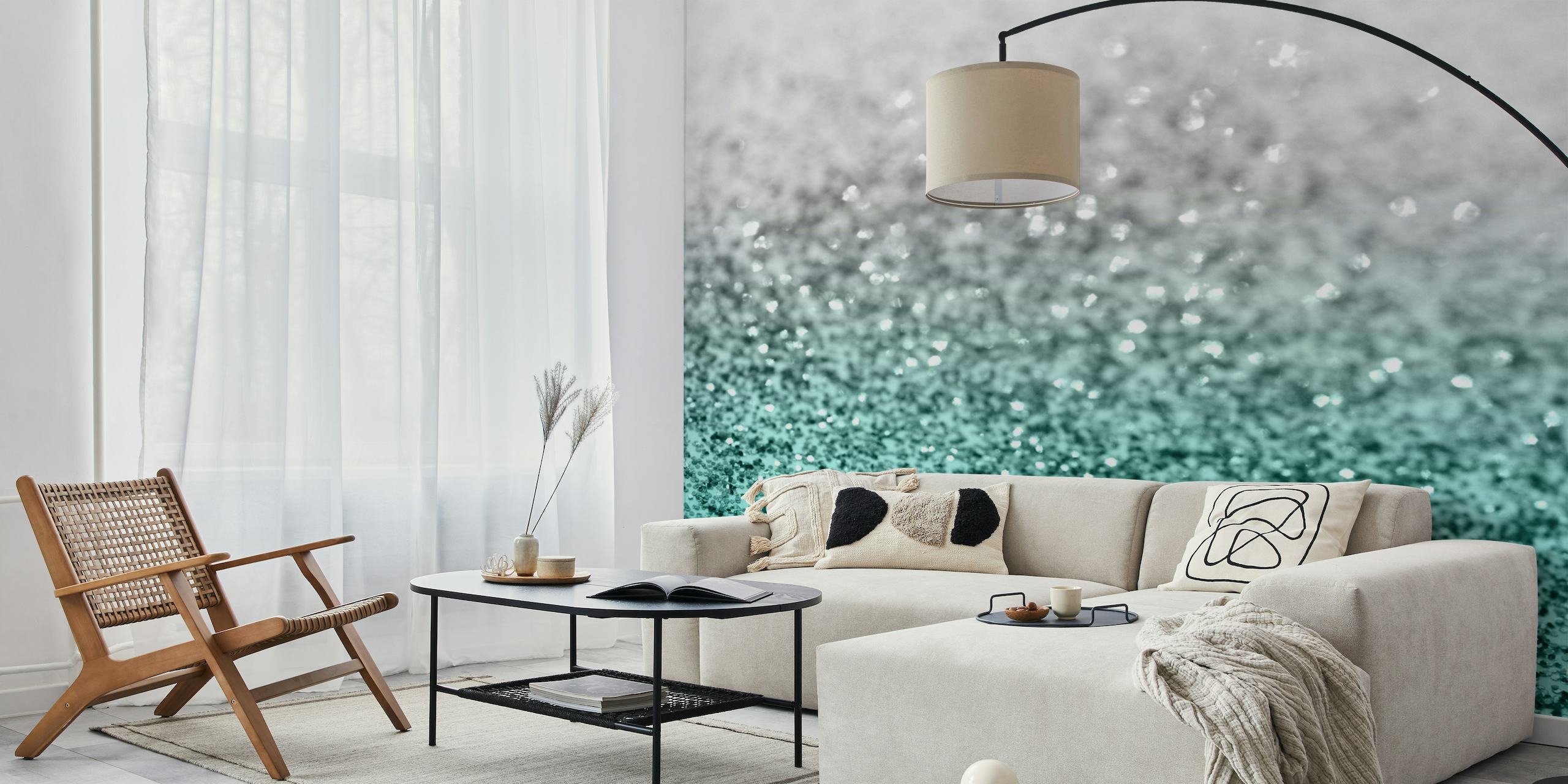 Silver Teal Ocean Glitter 1 wallpaper