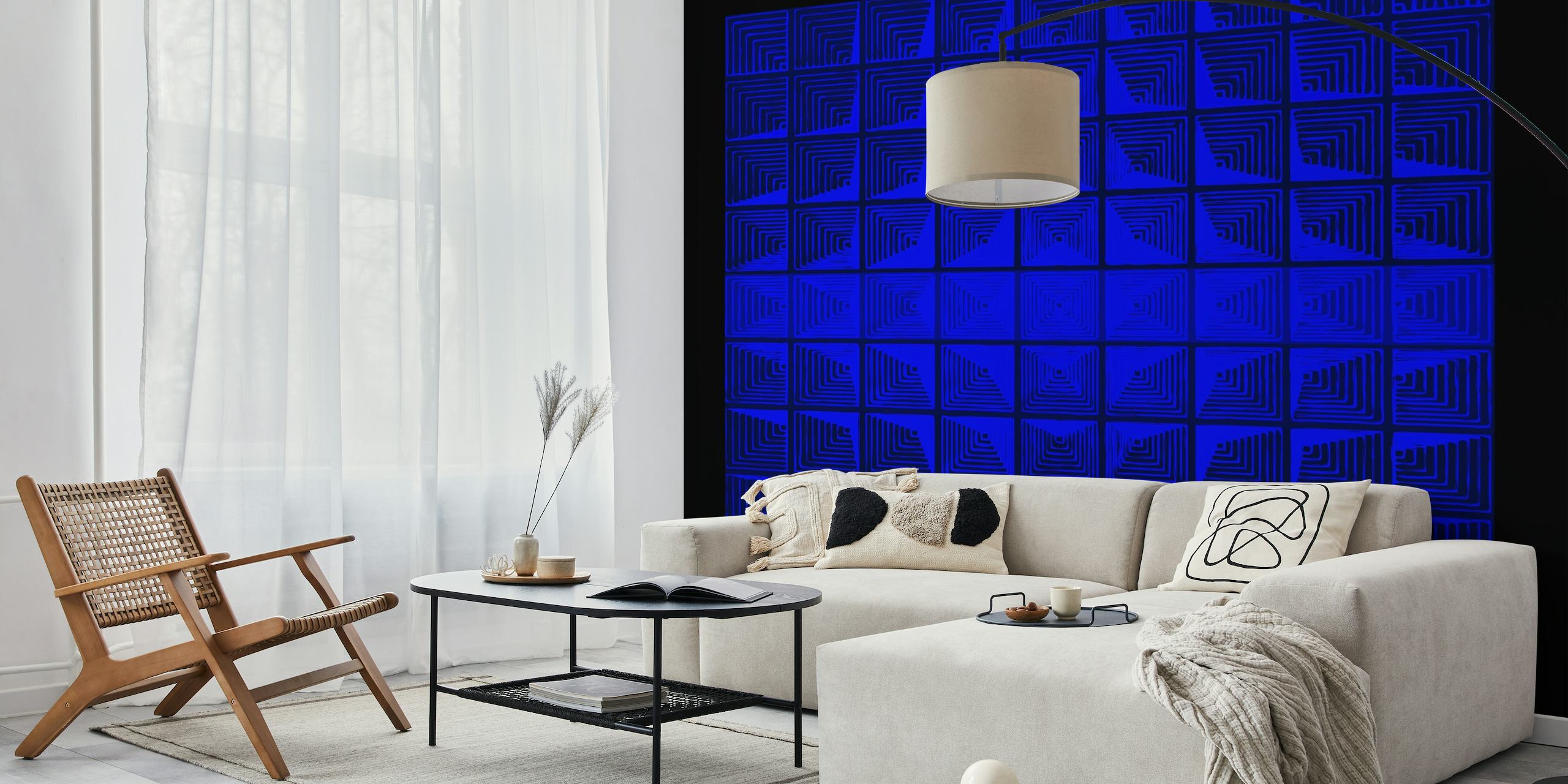 Elegant Verner Panton Retro Blue Wallpaper Design.