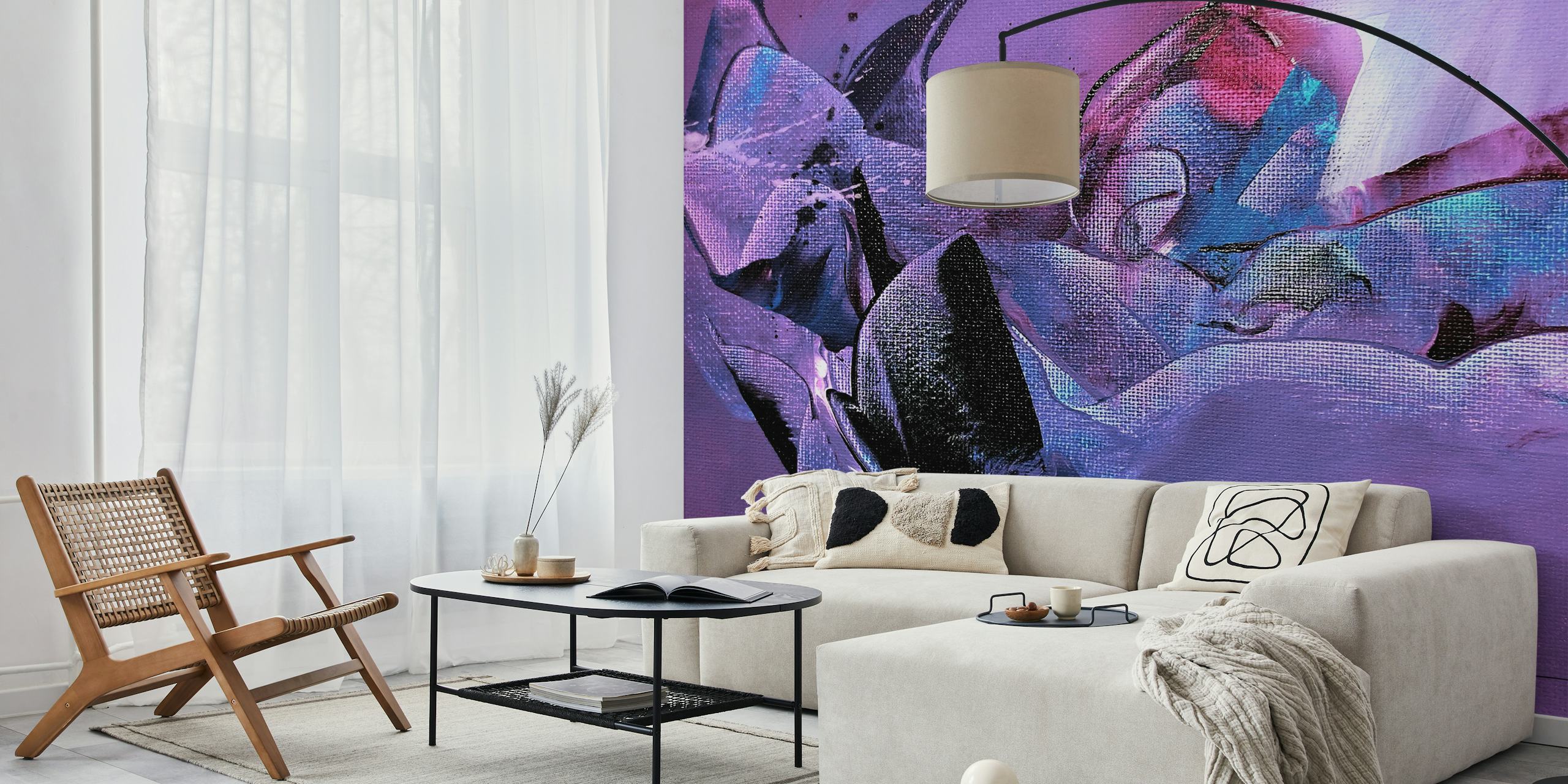 Purple Passion Abstract Art wallpaper in a room