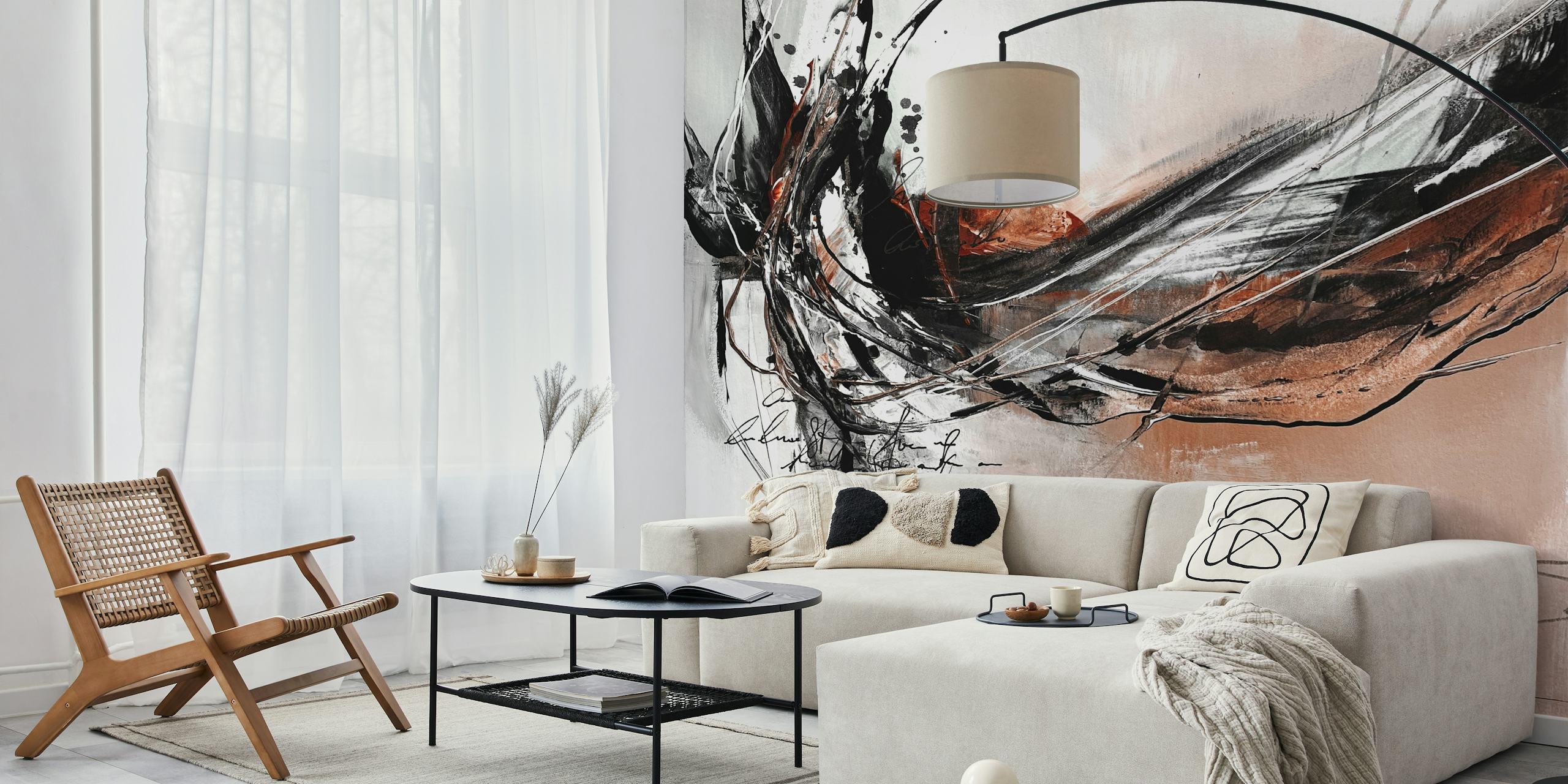 Fierce Fight Abstract Art wallpaper in a room