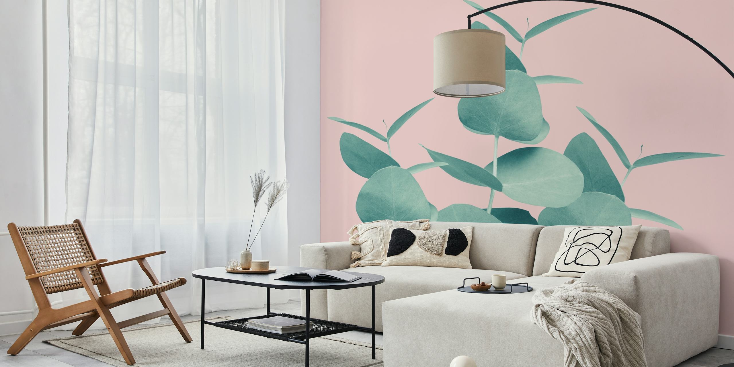 Eucalyptus Leaves Green behang in een kamer