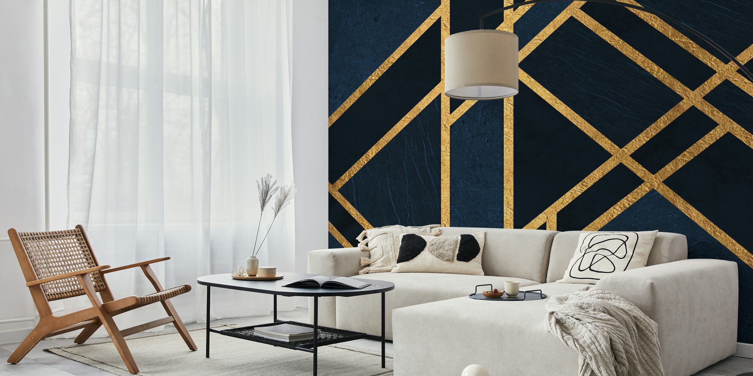 Art Deco Midnight Blue behangontwerp