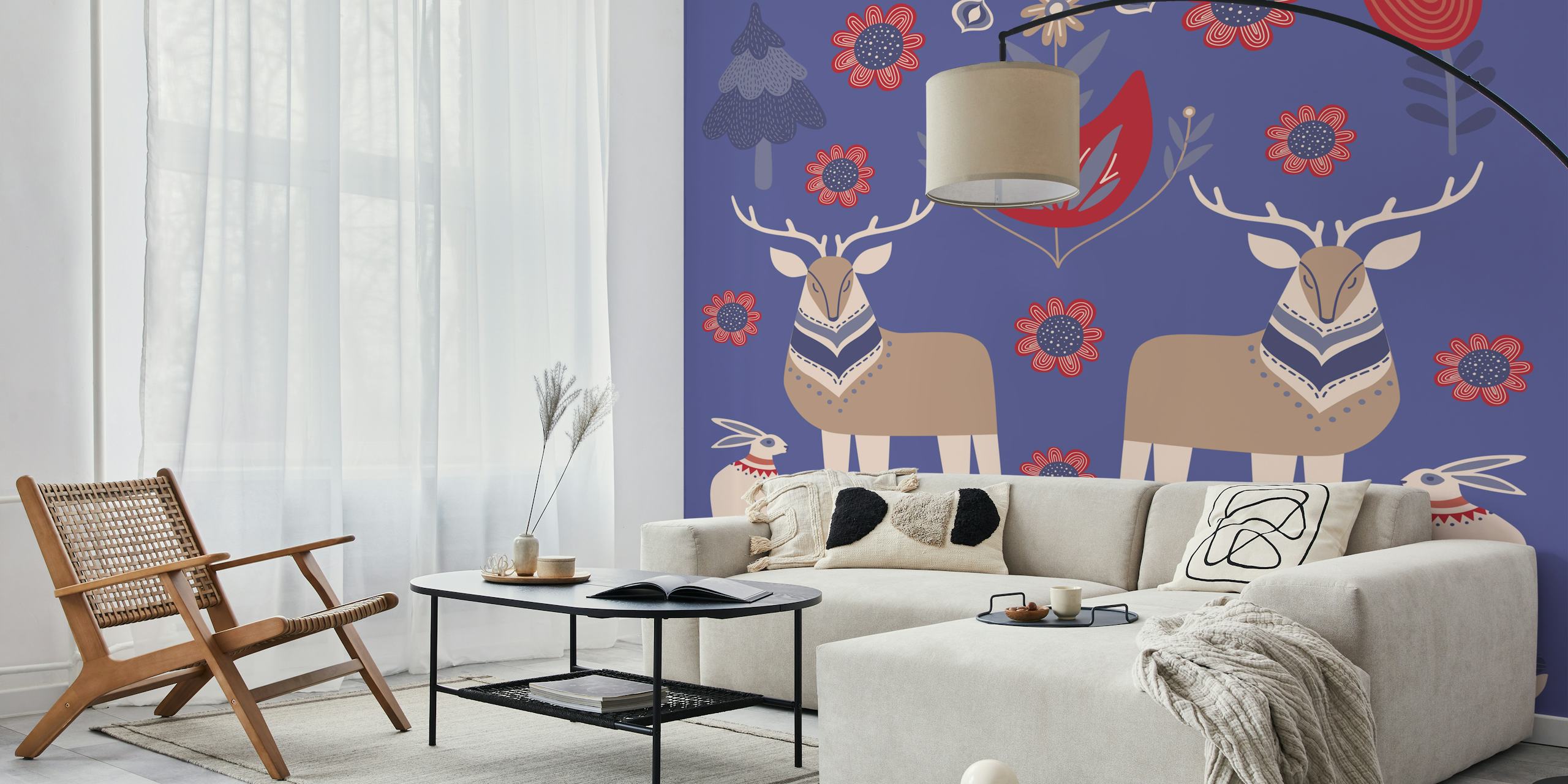 Scandinavian Winter Pattern wallpaper in a room