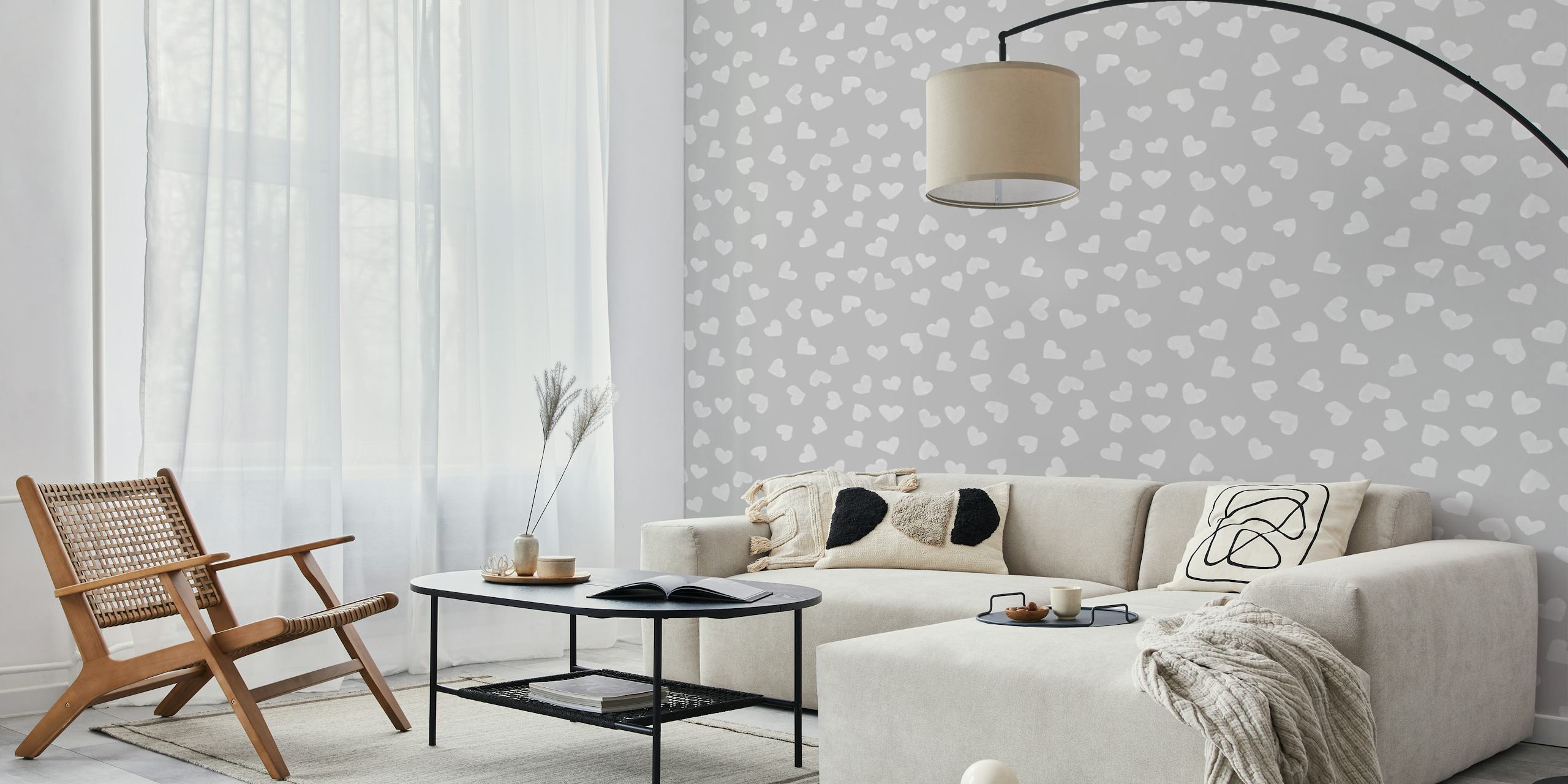 Hearts in Dove Grey tapet i ett rum