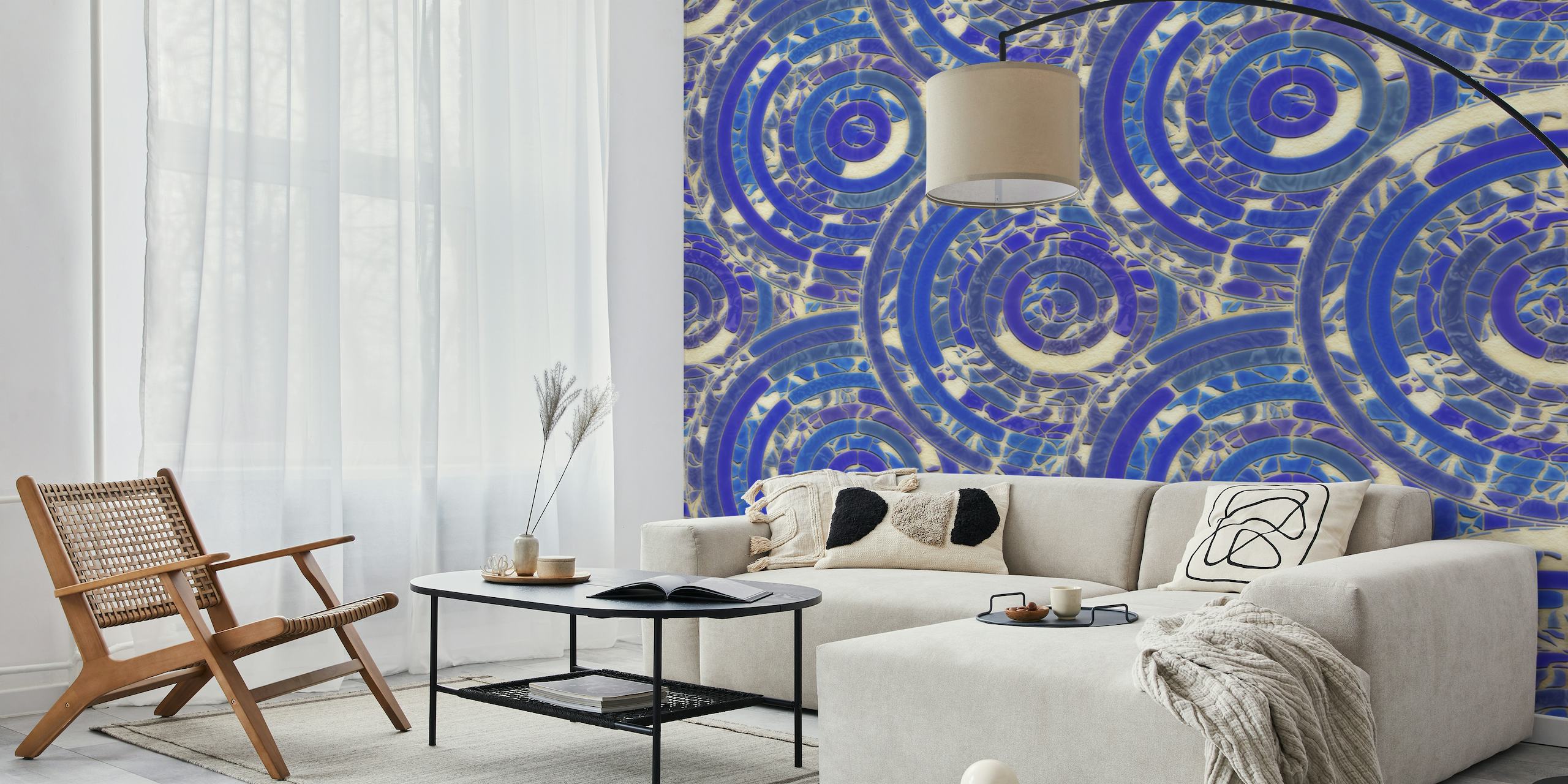 Blue Tile repeating pattern wall mural