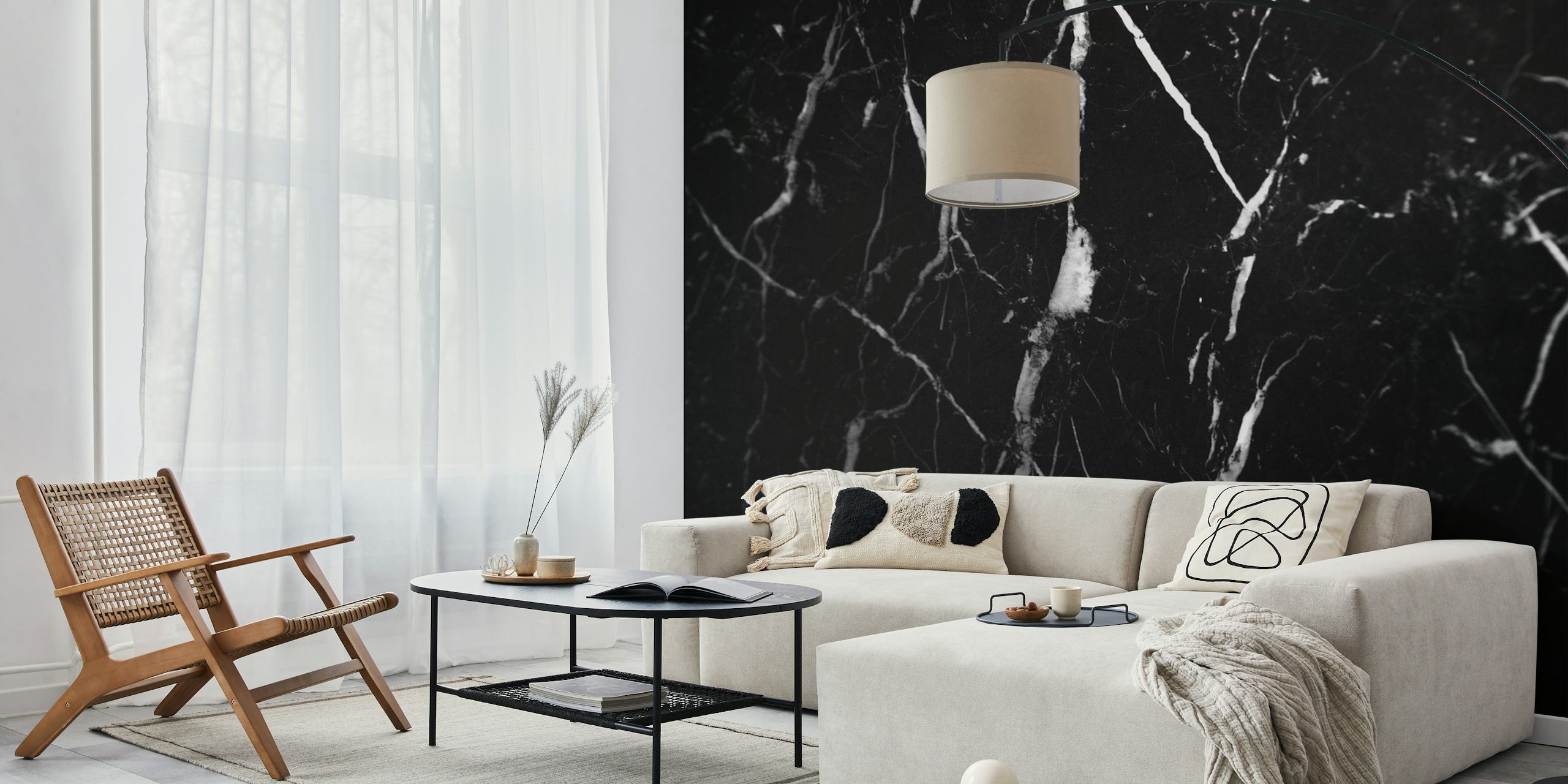 Zwart marmer met witte aders wandbehang