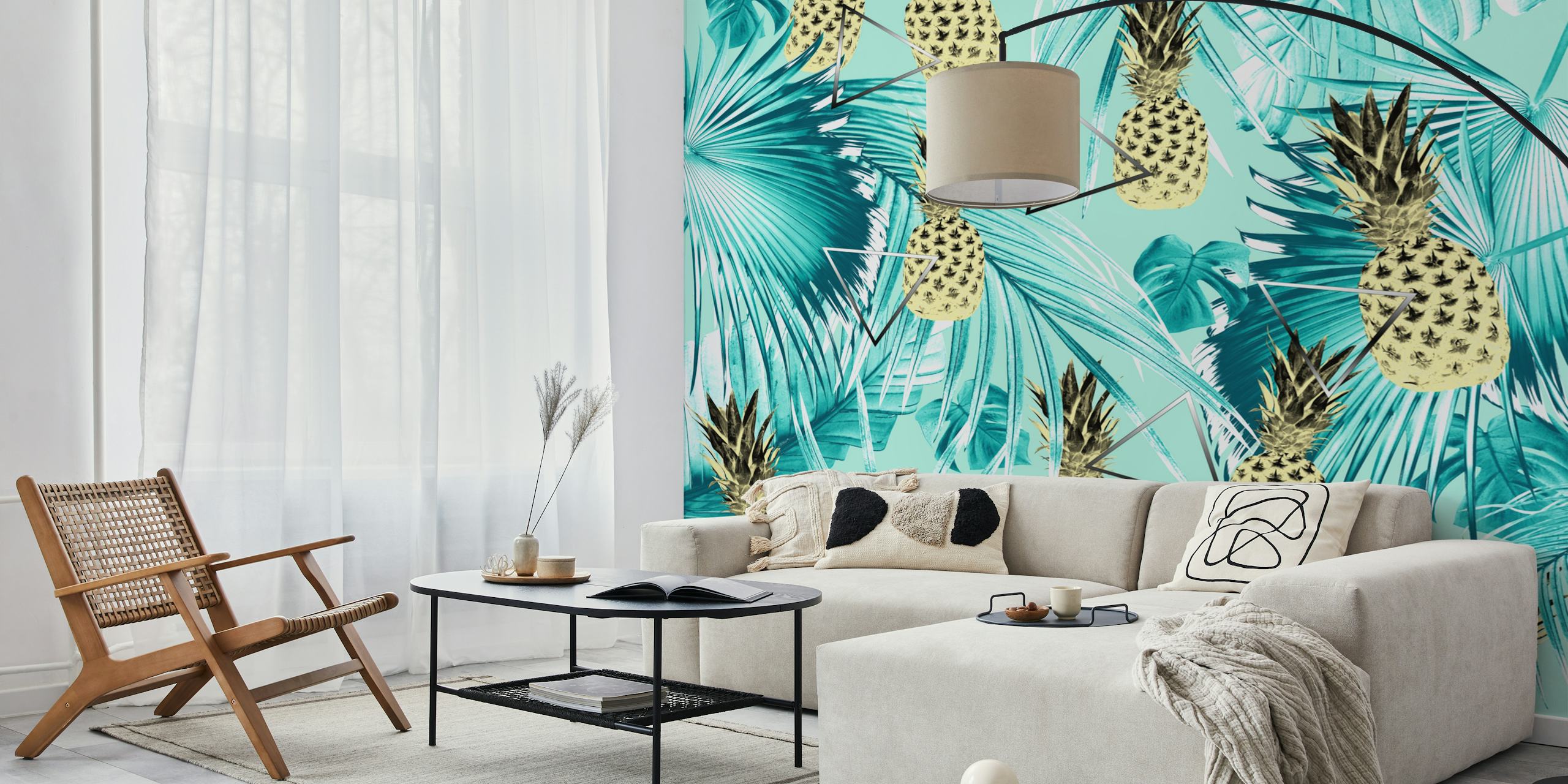 Tropical Pineapple Jungle 3 wallpaper design