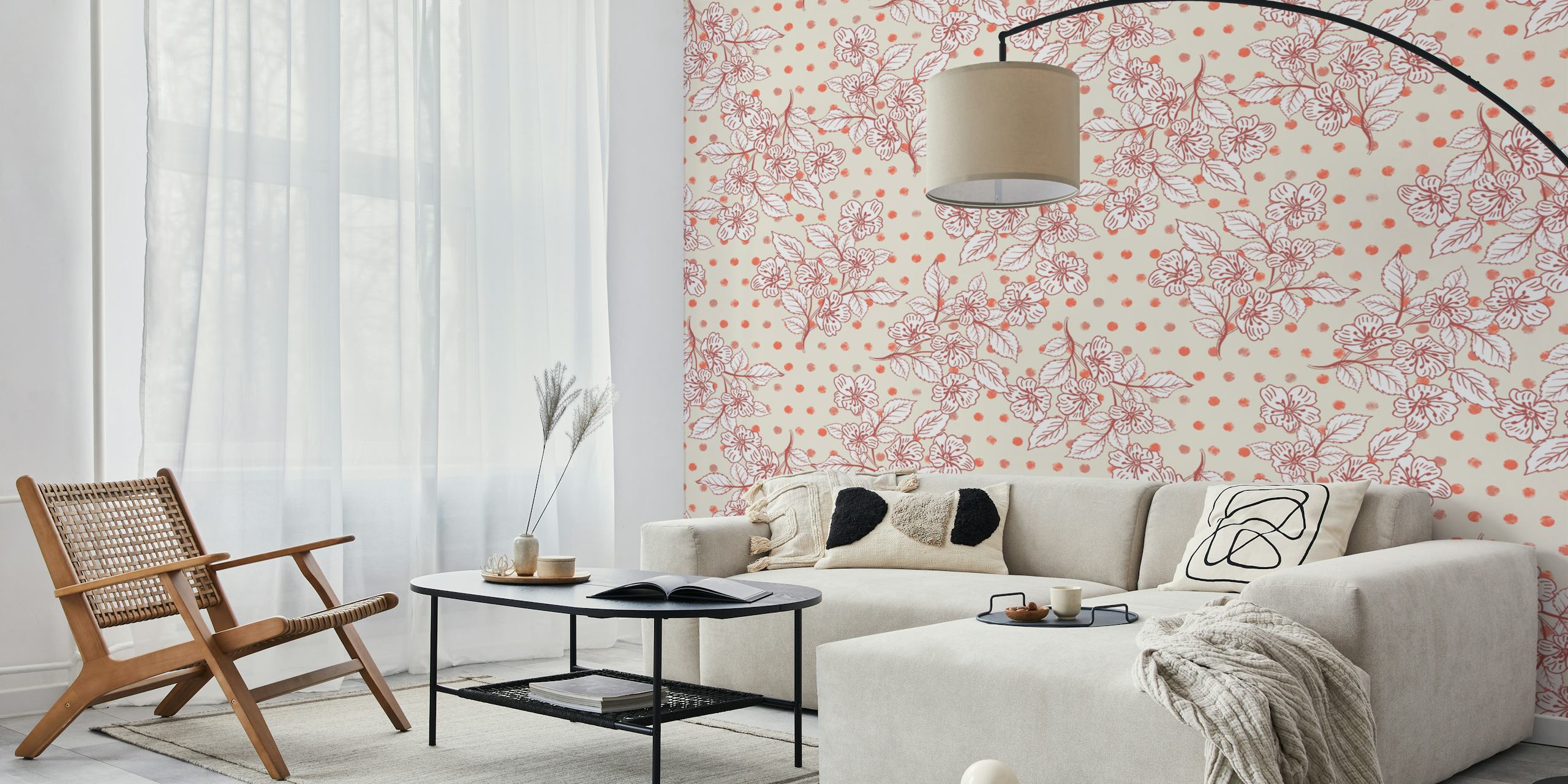 Tapeta Flowers and dots u sobi