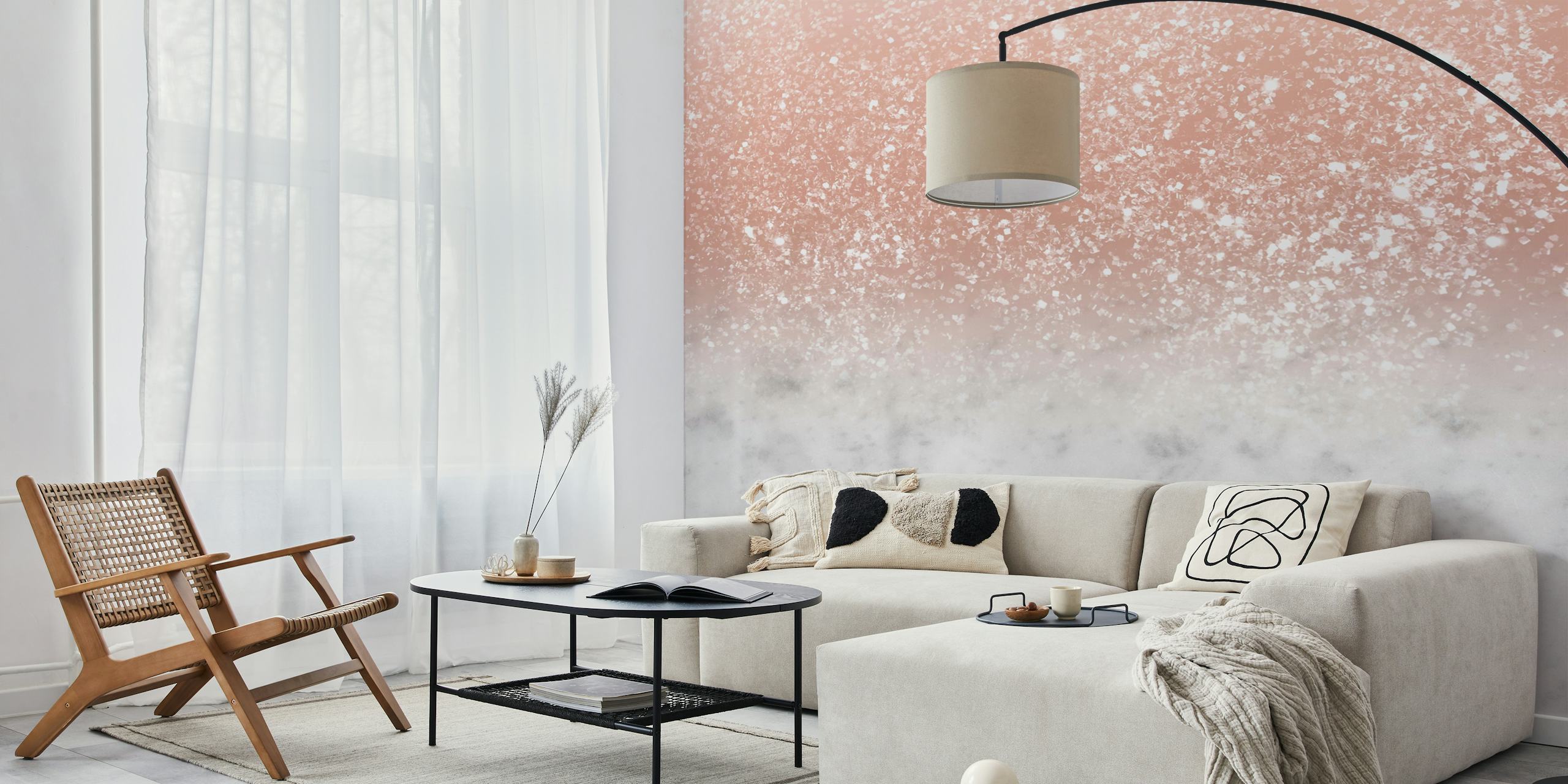 Rose gold and white ombre pattern with marble texture wallpaper
