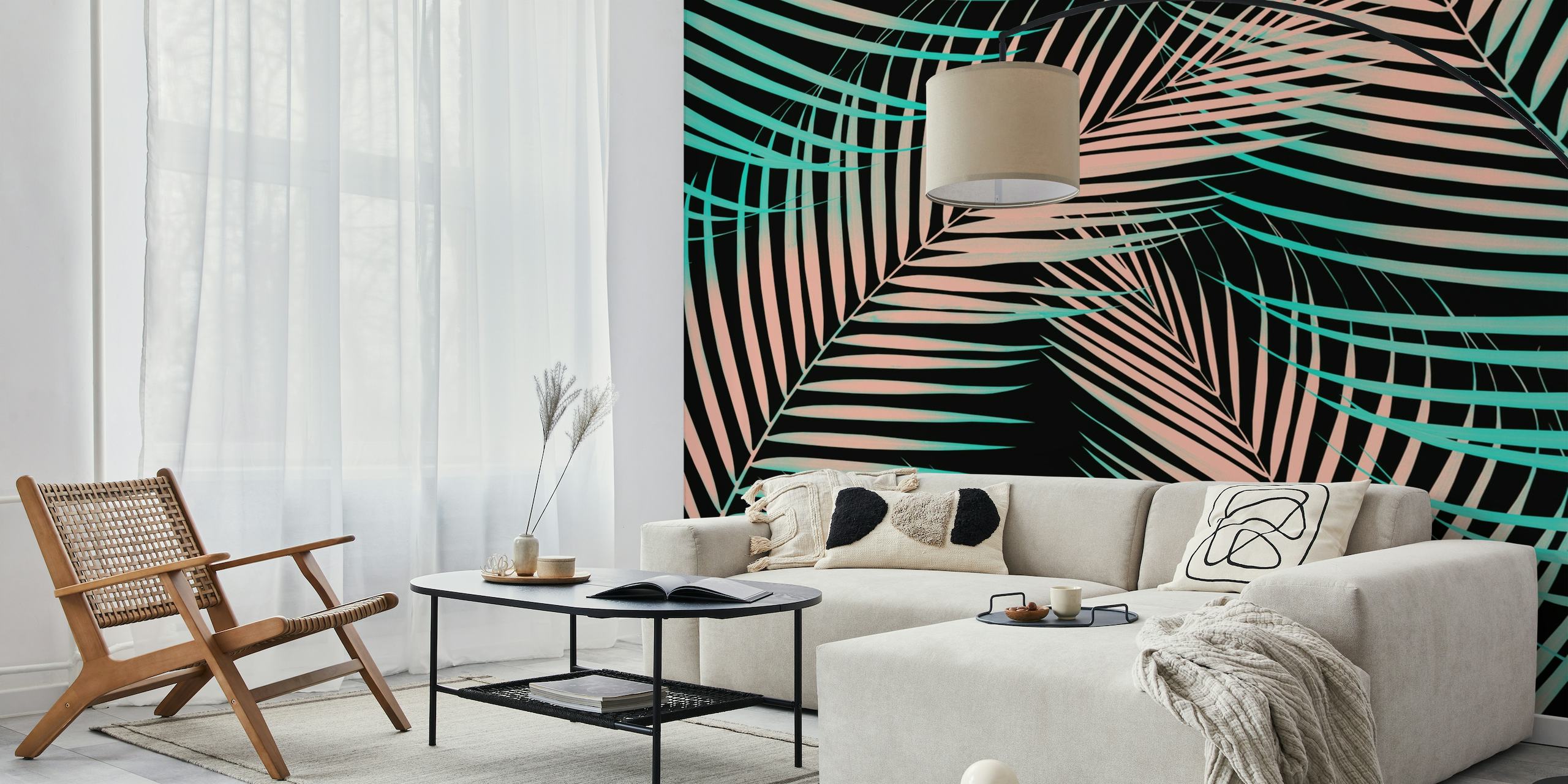 Palm Leaves Cali Vibes wall mural with tropical palm leaf patterns