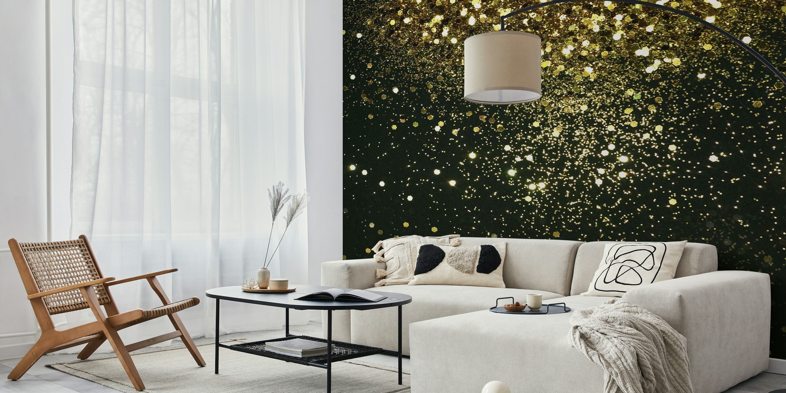 Sparkling Gold Glitter tapet i et rom