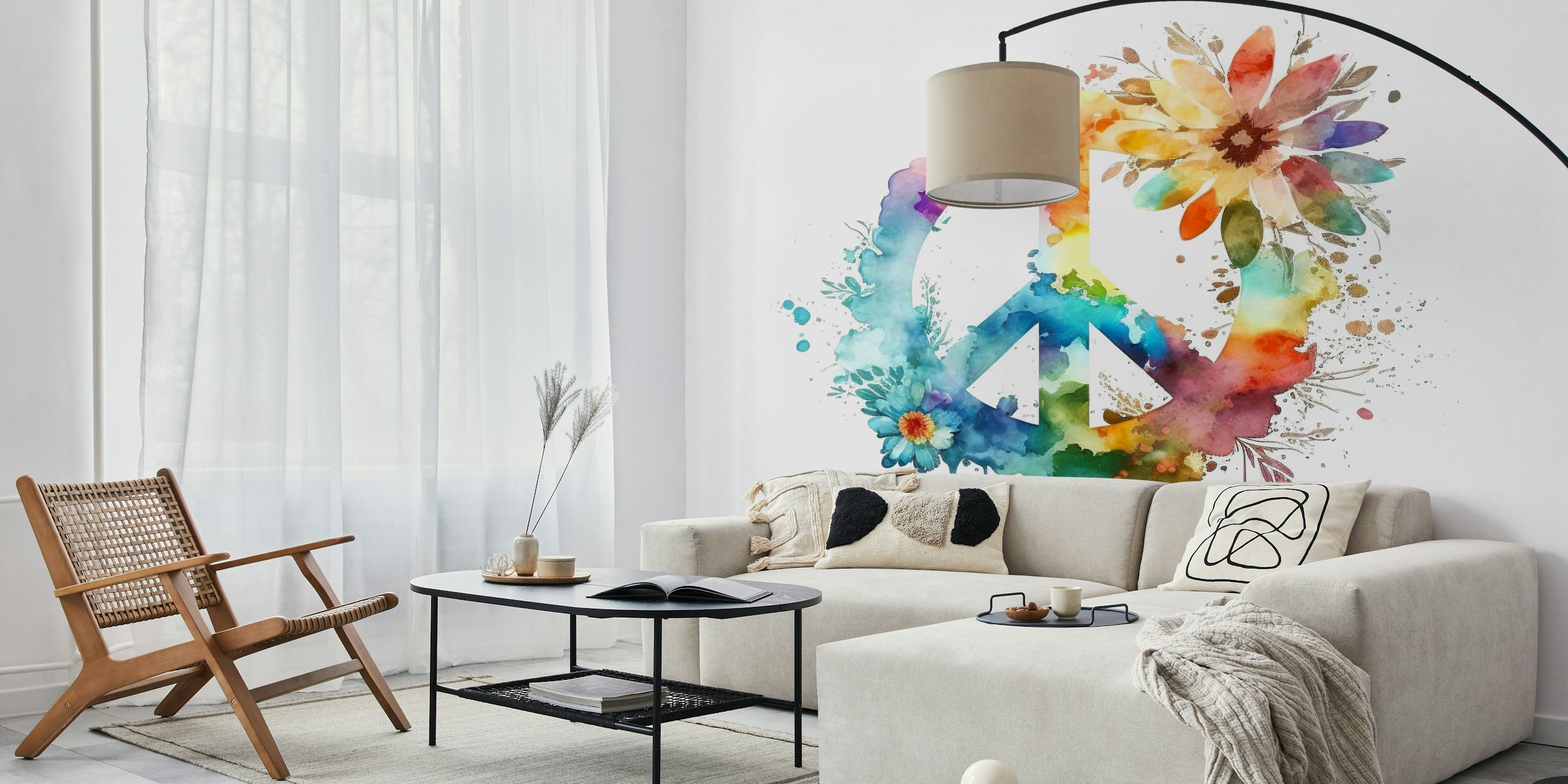 Papier peint coloré Peace Symbol dans une chambre