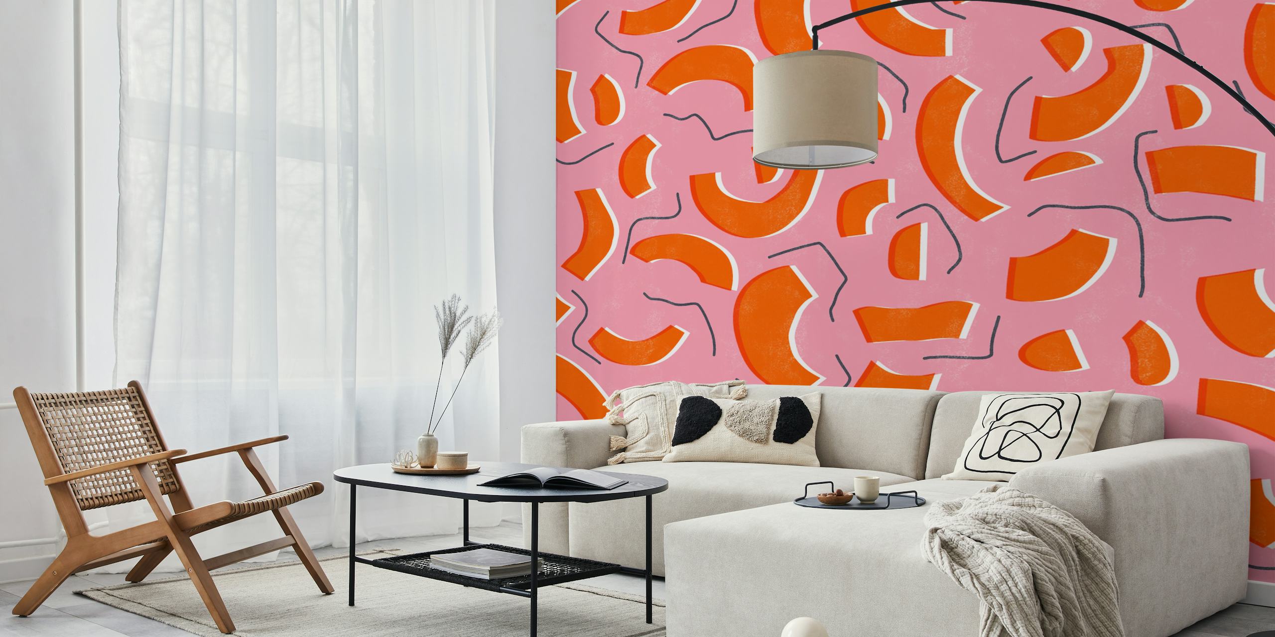 Colorful shapes wallpaper design in a room