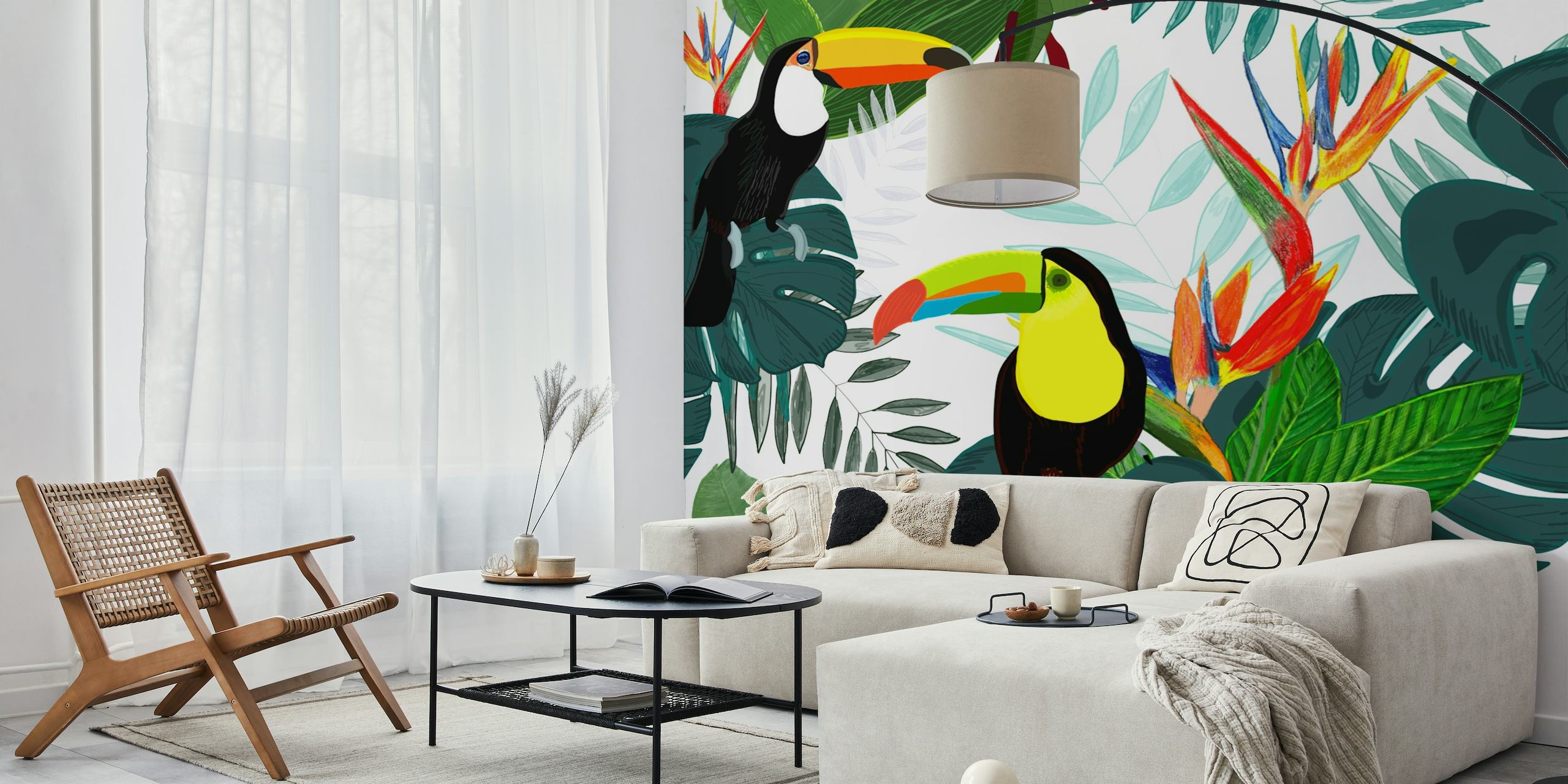 Toucan and bird of paradise wallpaper