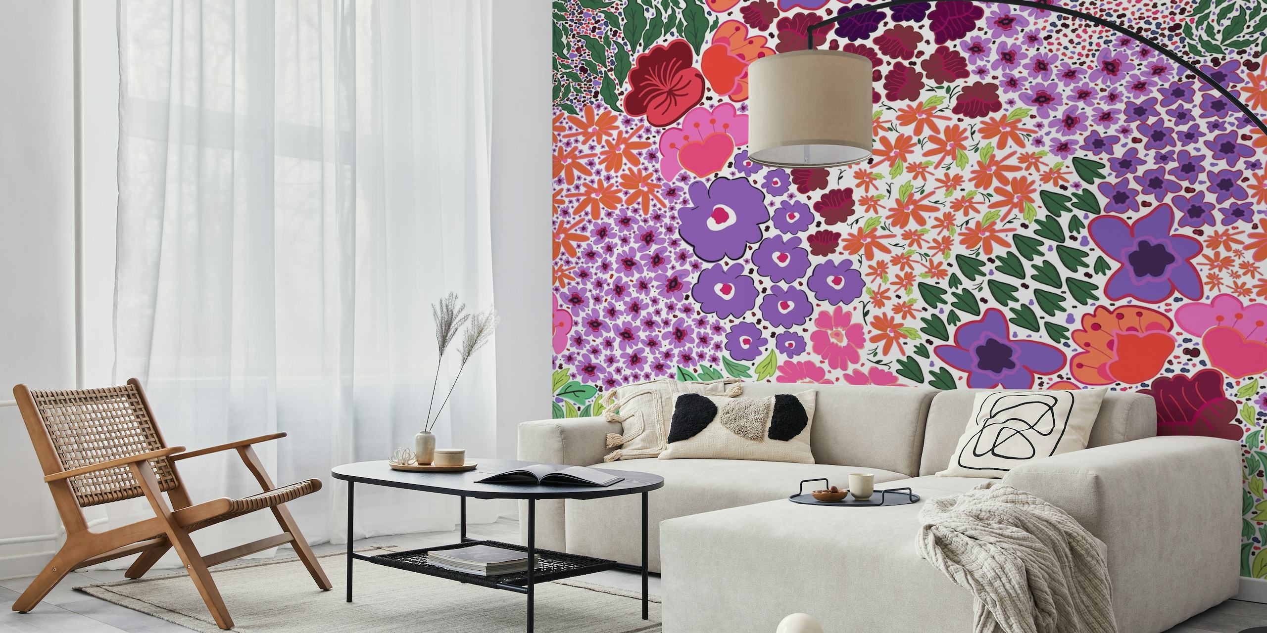 Vibrant ditsy flower wallpaper