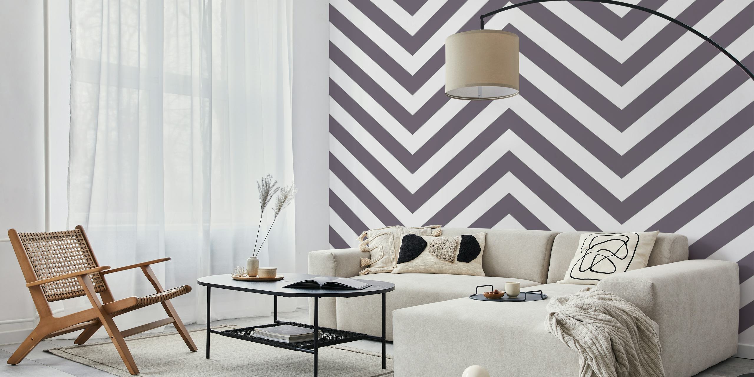 Chevron brown and white zigzag pattern wall mural